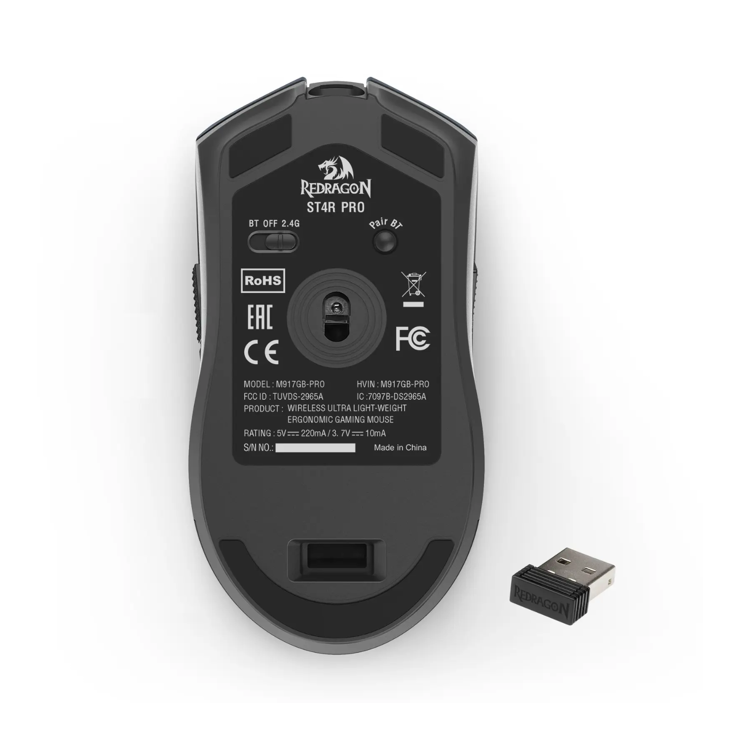 Redragon ST4R Pro Wireless Gaming Mouse - 16000 DPI, 7 Buttons, RGB Lighting for PC Gamers - Perfect for FPS, MOBA, and Esports Gaming