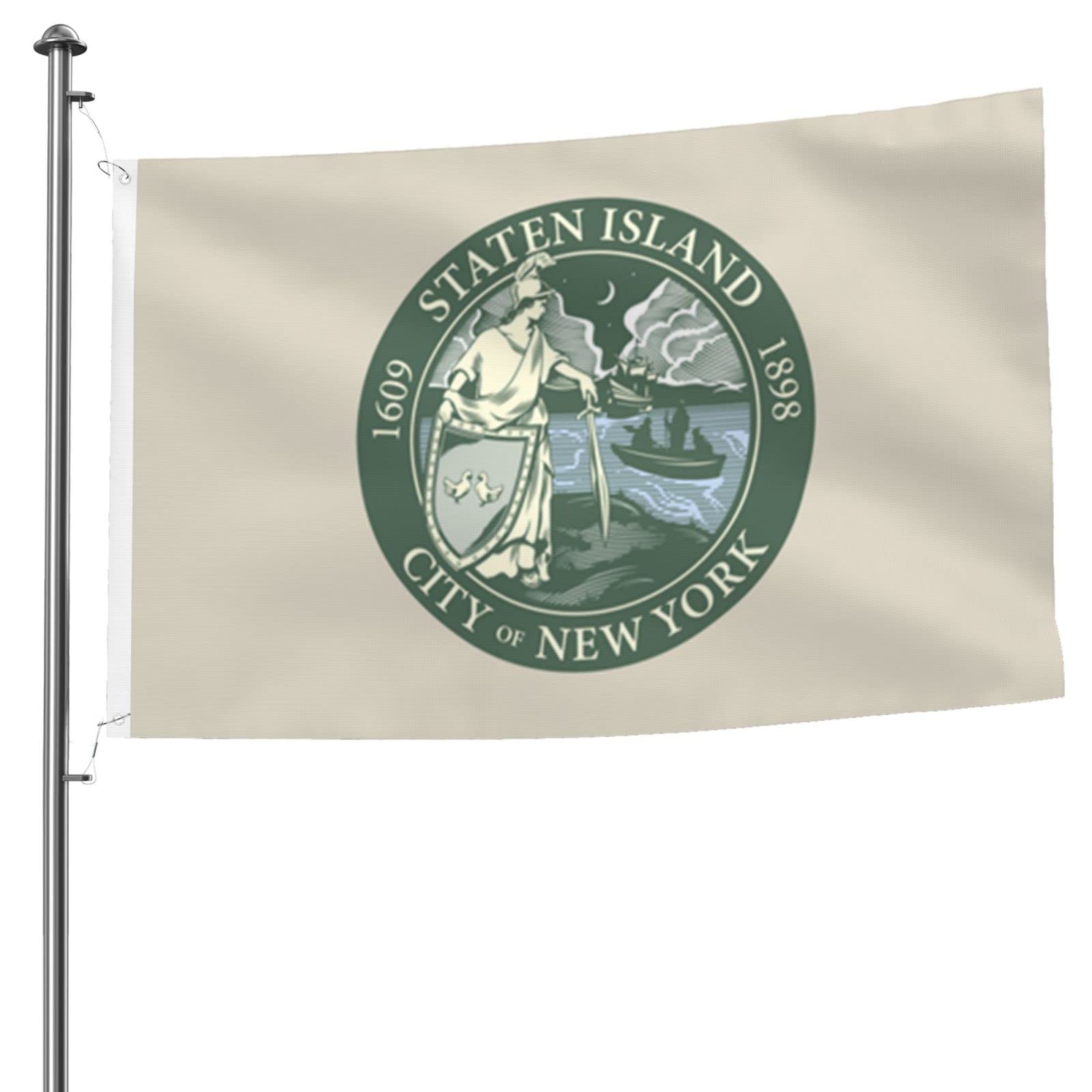 Staten Island Borough Flag 5x8 FT - Double-Sided Durable Polyester Outdoor Banner for Home, Patio & Yard Decor - Perfect for Garden, Porch & Welcome Display