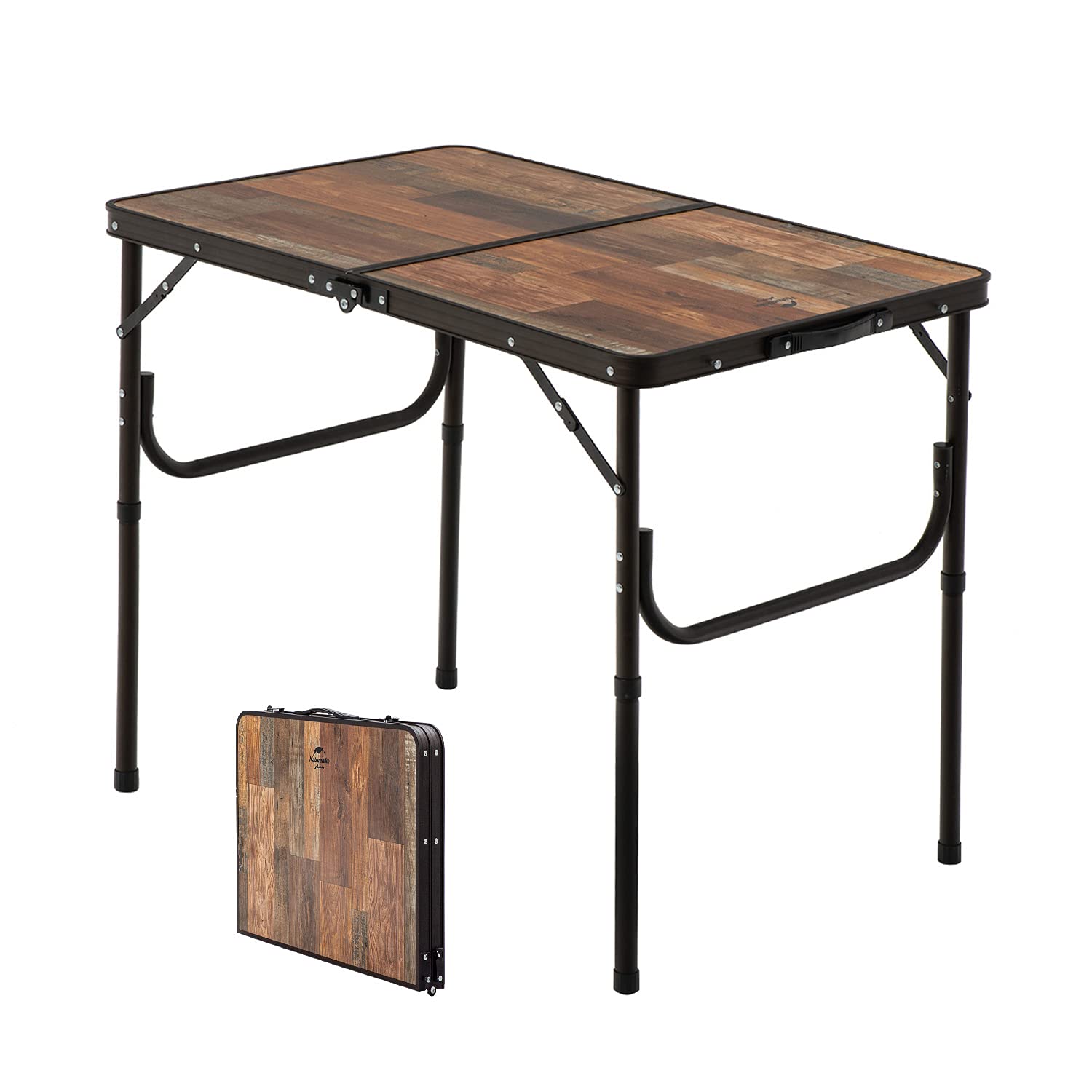 Naturehike Portable Folding Table - Adjustable Height Aluminum Lightweight Camping Table for Outdoor Dining, BBQ, RV, Picnic & Party - Easy to Assemble Retro Design (3ft) - Perfect for Backyard Gatherings, Beach Trips & Tailgating