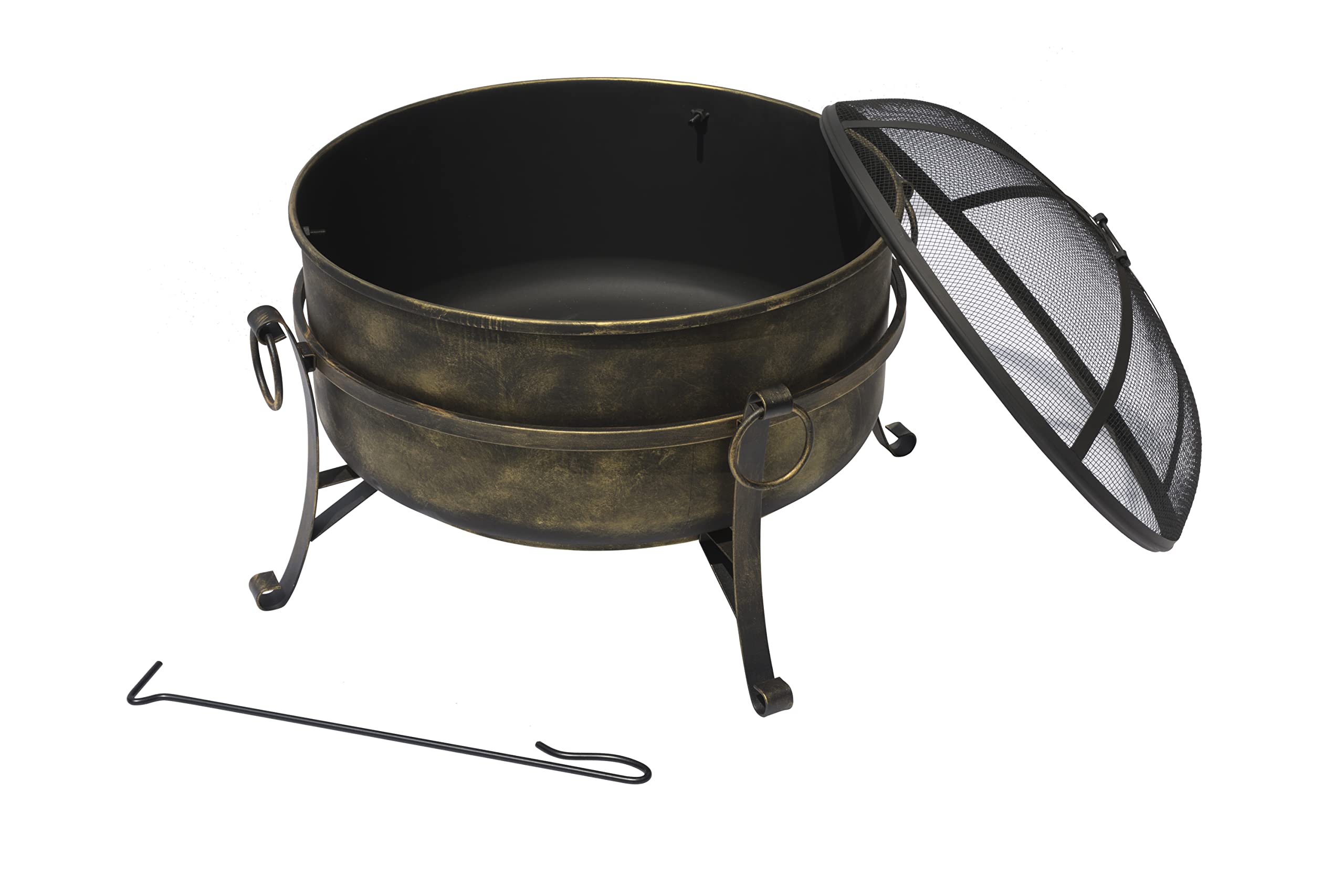 Bluewave 24 Inch All-Weather Outdoor Laguna Steel Cauldron Fire Pit Black for Backyard, Patio, and Camping
