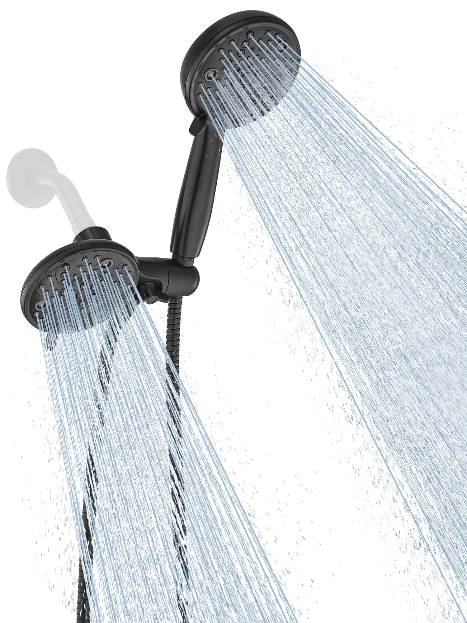 **Alesco 56-Setting Matte Black Shower Head with Handheld Spray Combo - Dual Shower Heads Set, 3-Way Shower System with 59