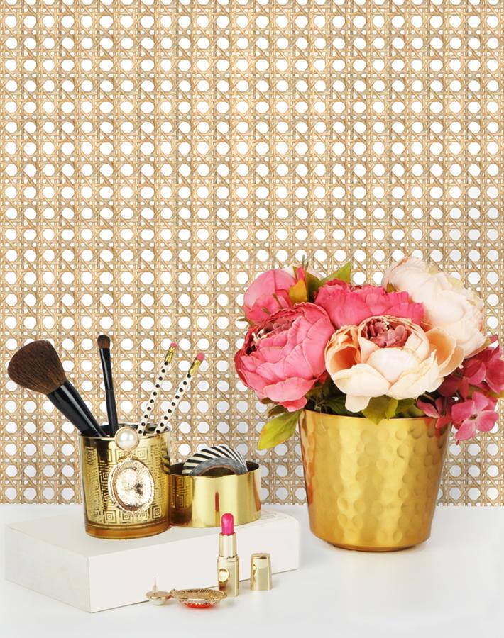 Wallshoppe Faux Caning Wicker Wallpaper - Peel and Stick Self-Adhesive Wallpaper for Bedroom, Living Room, and Office Decor