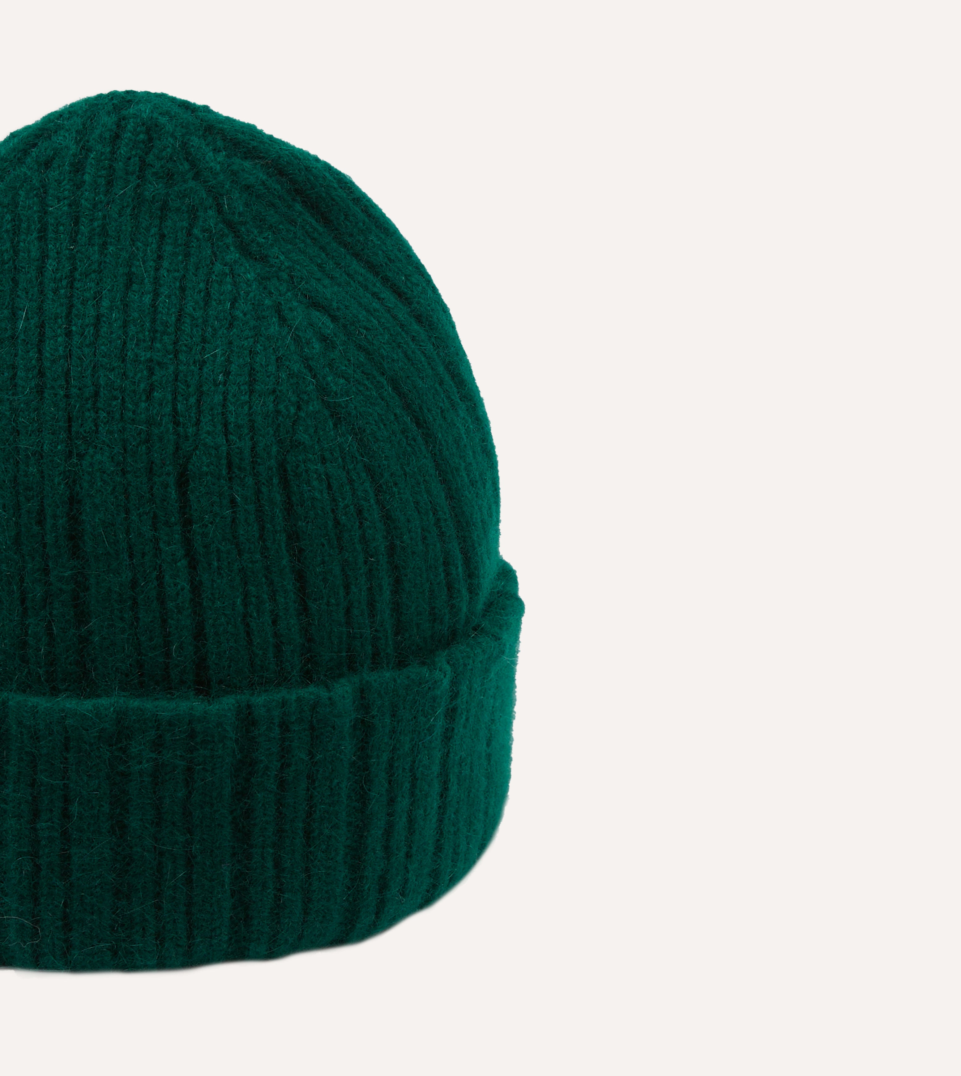 Forest Green Angora Lambswool Ribbed Knit Beanie - Soft Winter Hat for Women & Men - Perfect for Cold Weather, Outdoor Activities and Fashion Accessory