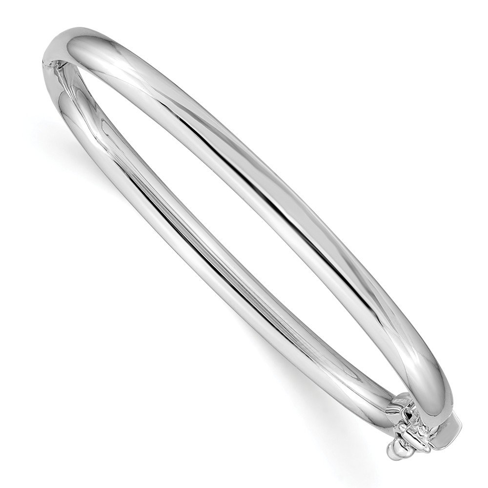 14K White Gold Polished Baby Bangle Bracelet - Elegant Jewelry for Infants & Toddlers - Perfect for Christening, Birthdays & Special Occasions