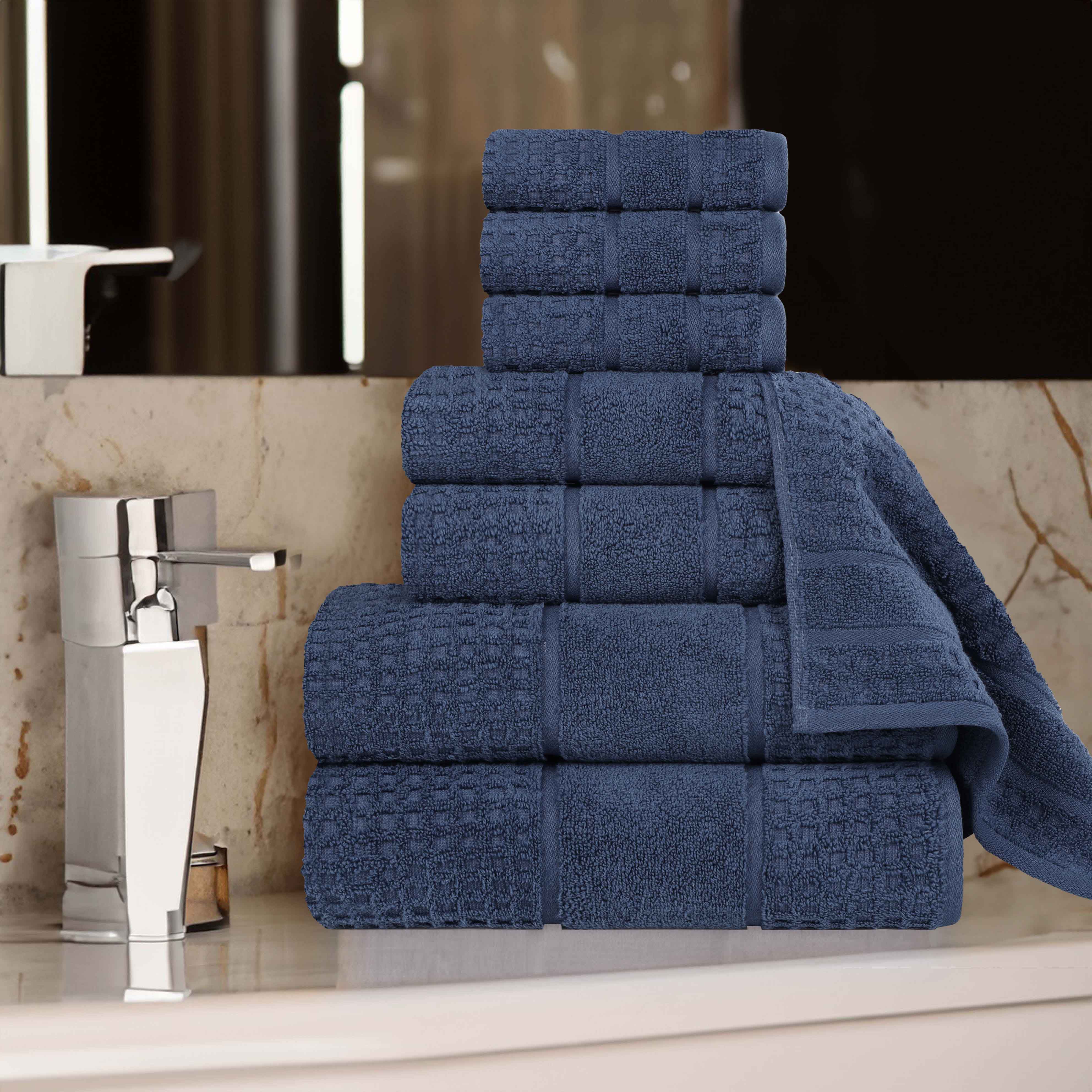 Premium 8-Piece Zero Twist Cotton Waffle Towel Set - Ultra Soft & Highly Absorbent Honeycomb Weave Bath Towels for Spa, Gym & Luxury Home Use