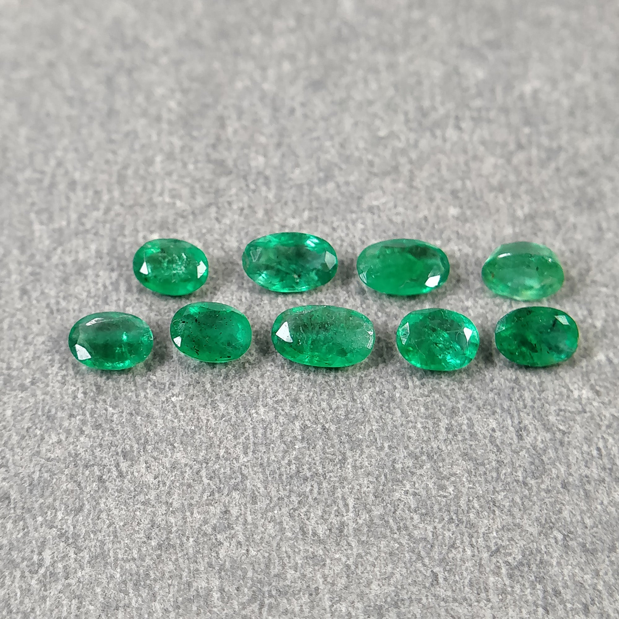 Natural Untreated Unheated Emerald Gemstone Oval Cut - 1.64cts (4x3mm & 5x3mm, 9pcs) for Jewelry Making, Engagement Rings & Fine Collections