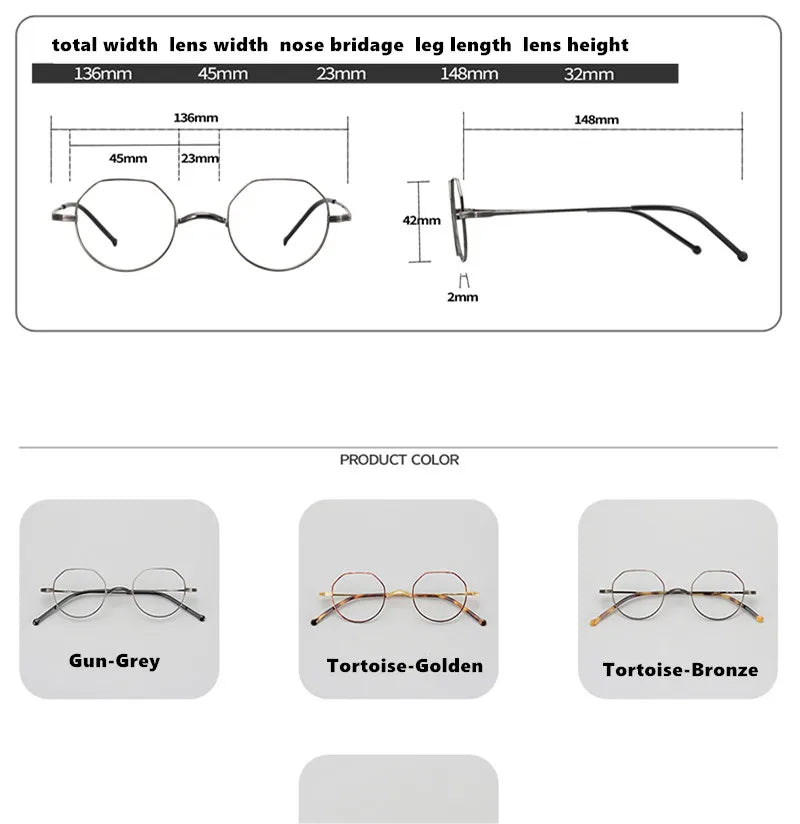 Stylish Aimee Unisex Full Rim Flat Top Round Titanium Eyeglasses Frame 88042 - Lightweight & Durable for Work, Reading & Everyday Wear