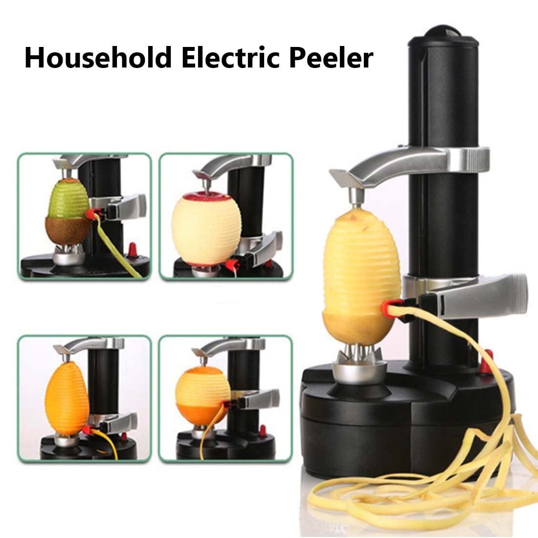 Electric Potato Peeler - Stainless Steel Automatic Rotating Vegetable & Fruit Peeler Machine for Kitchen - Perfect for Home Cooking, Restaurants & Meal Prep (Black)