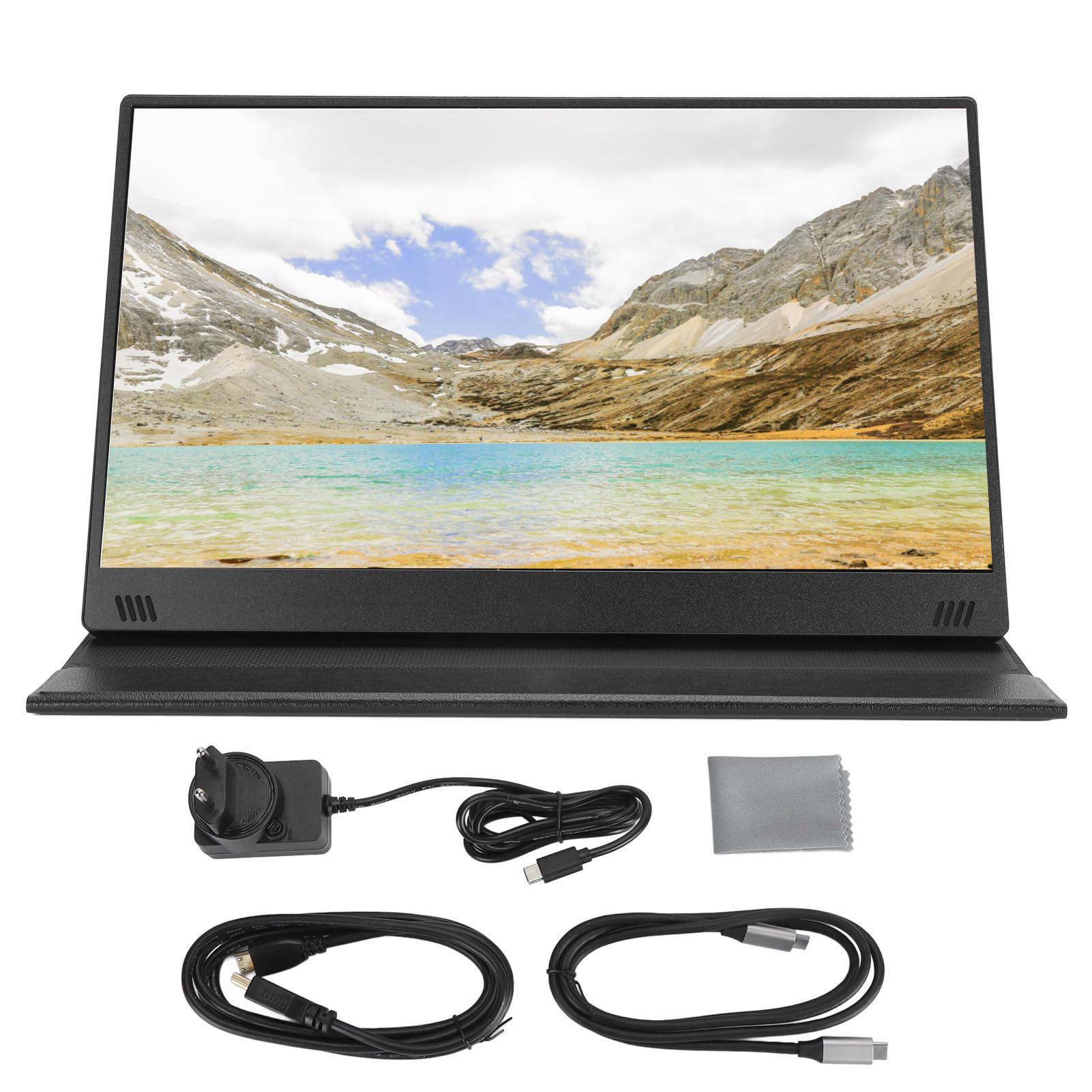 14 Inch FHD 1080P Portable Gaming Monitor for Laptop - Ultra Thin Lightweight Second External Display with Multiple Viewing Modes (EU Plug) - Perfect for Work, Gaming & Travel
