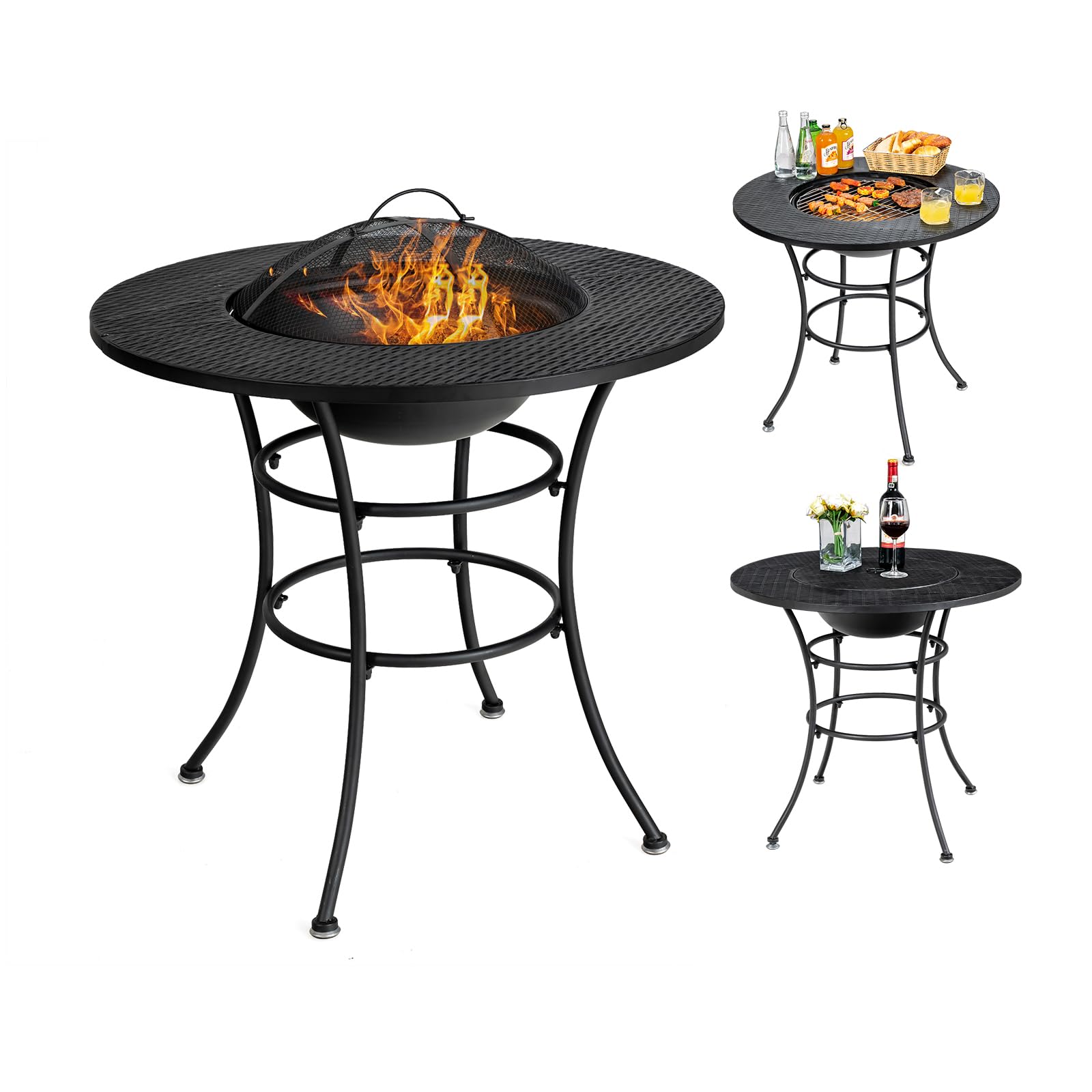 Giantex 4-in-1 Outdoor Fire Pit Dining Table - 32