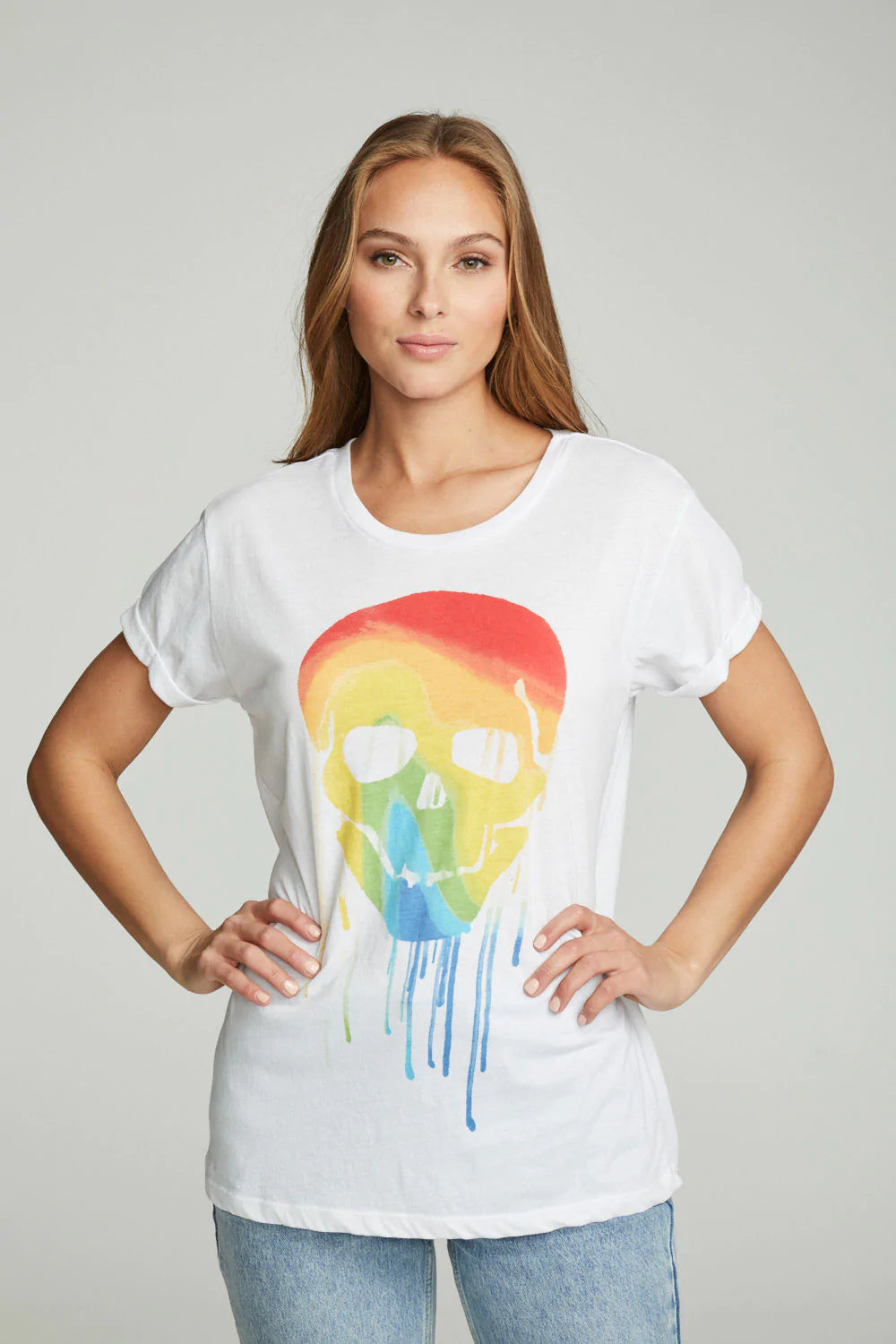 Drippy Skull Graphic T-Shirt for Men - White Cotton Tee - Trendy Streetwear & Casual Outfit for Concerts, Parties, and Everyday Wear