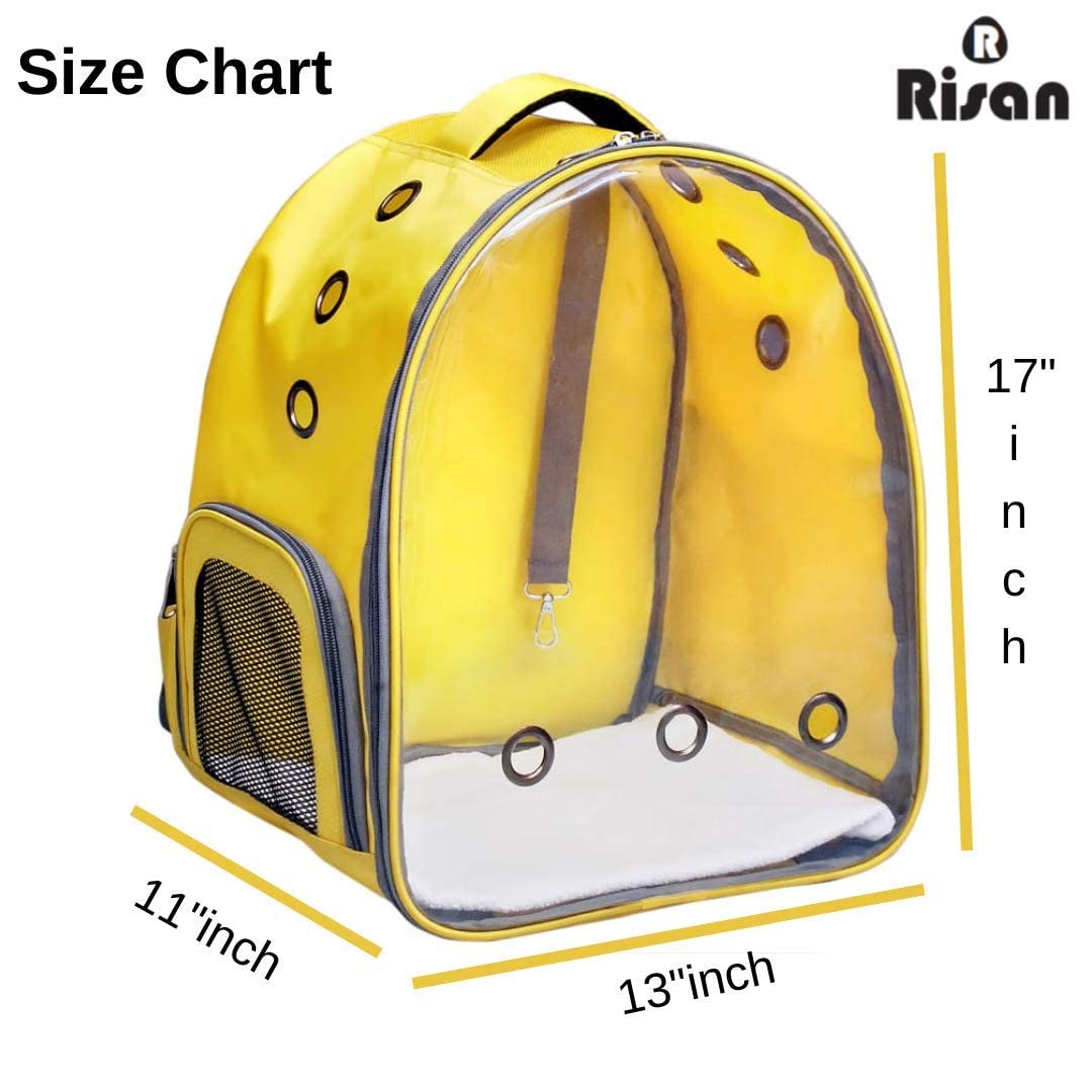 PSK PET MART Airline Approved Pet Carrier Backpack - 17×13×11 Inch Transparent Cat & Small Dog Travel Carrier with Breathable Ventilation - Perfect for Air Travel, Vet Visits & Outdoor Adventures (Yellow)