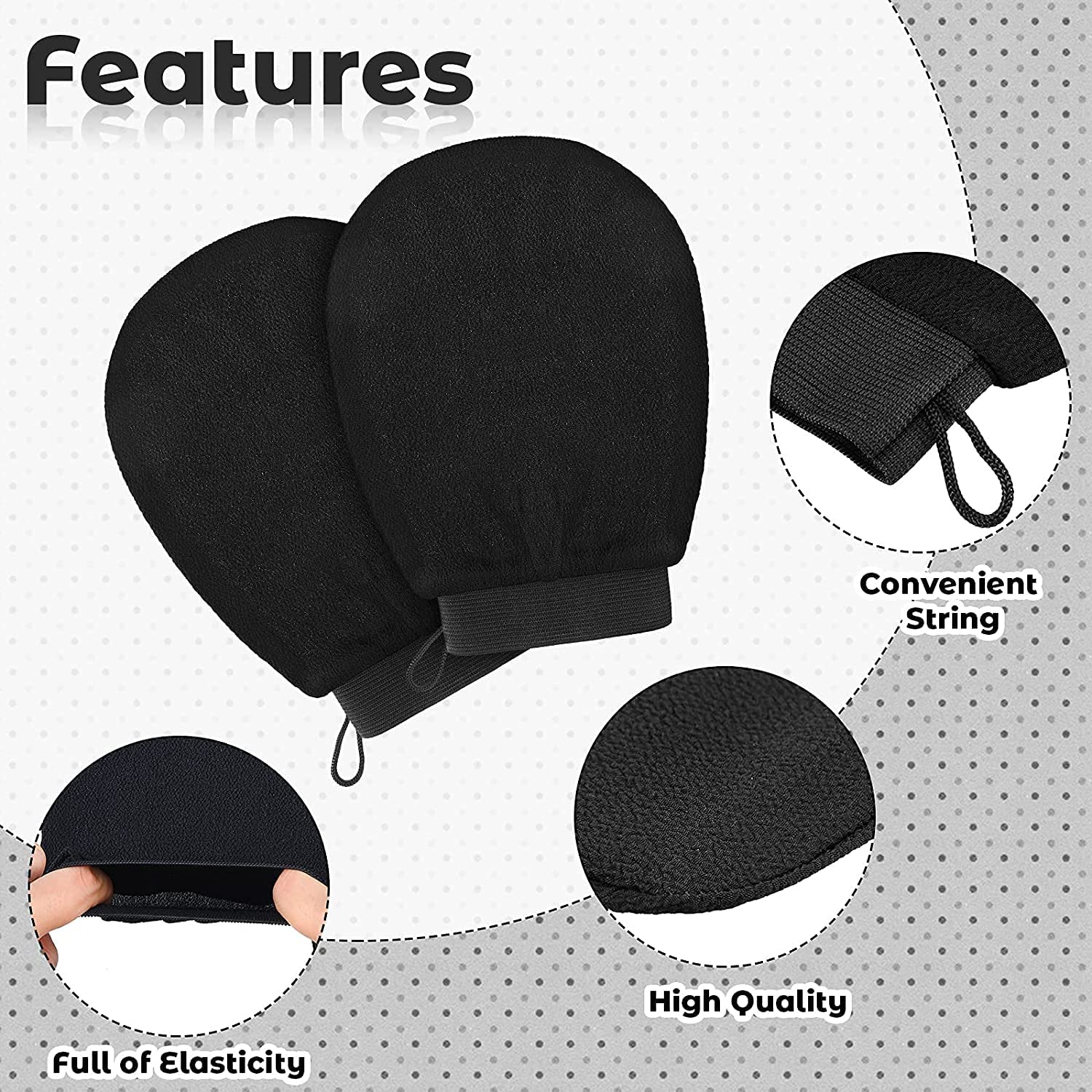 Zoxito Exfoliating Glove for Body & Face - Double-Layer Viscose Fiber Scrub Mitt for Dead Skin Removal, Tanning & Smooth Skin - Pack of 2 (Perfect for Shower, Spa & Pre-Self Tanning Preparation)