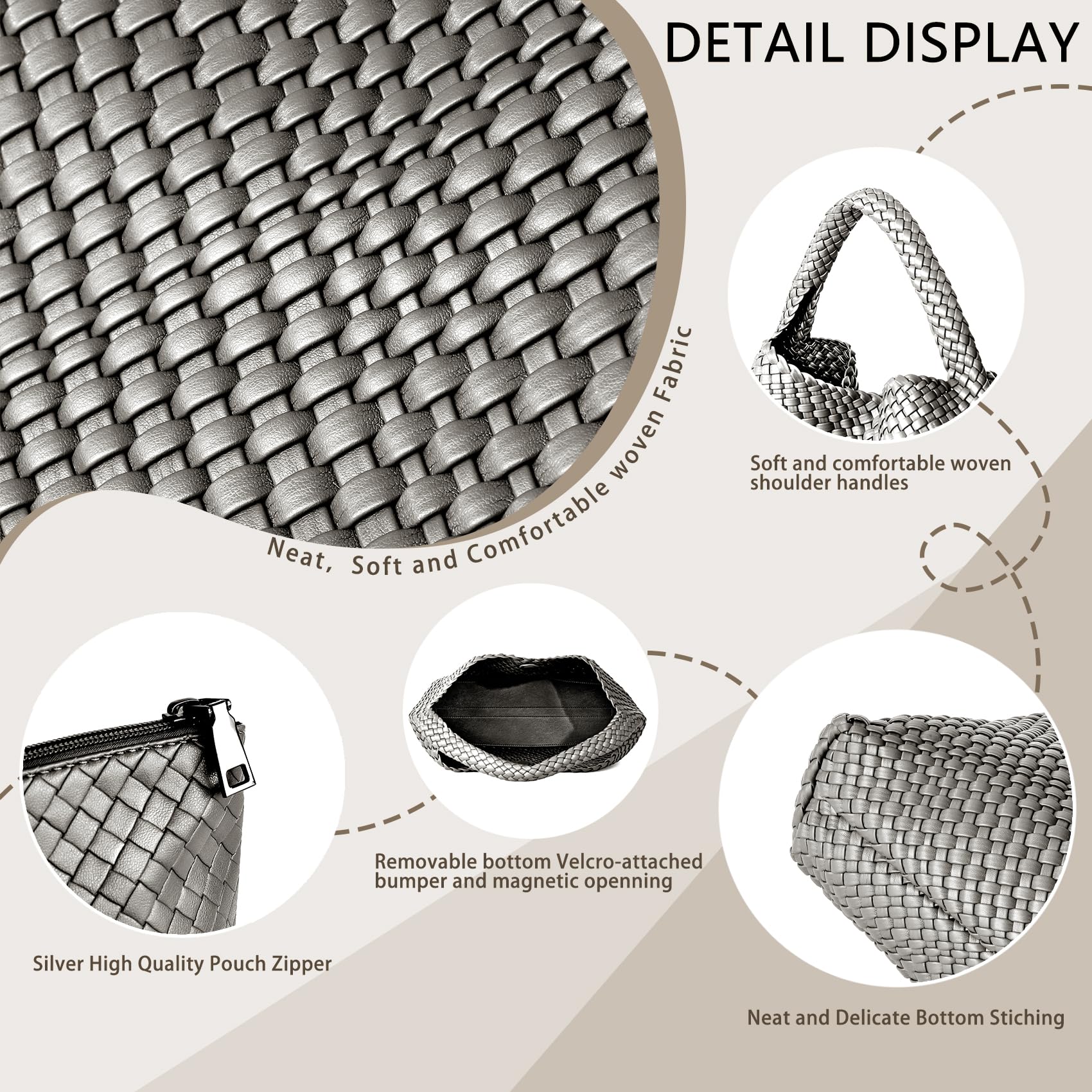 Women's Vegan Leather Woven Tote Bag - Large Summer Beach Travel Handbag for Shopping & Outings