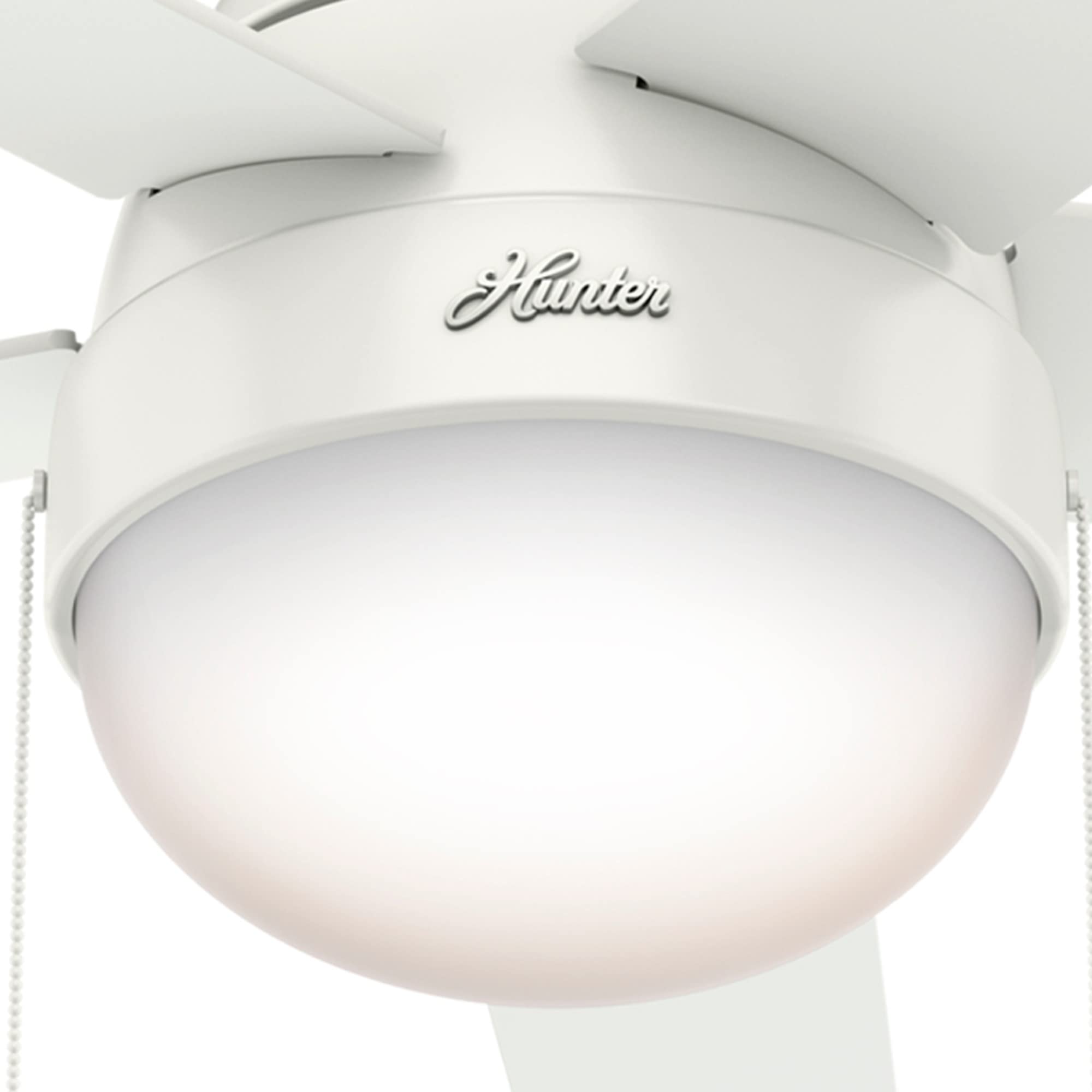 Hunter 59269 Anslee 46-inch White Ceiling Fan with Light Kit - Perfect for Living Room, Bedroom & Indoor Spaces
