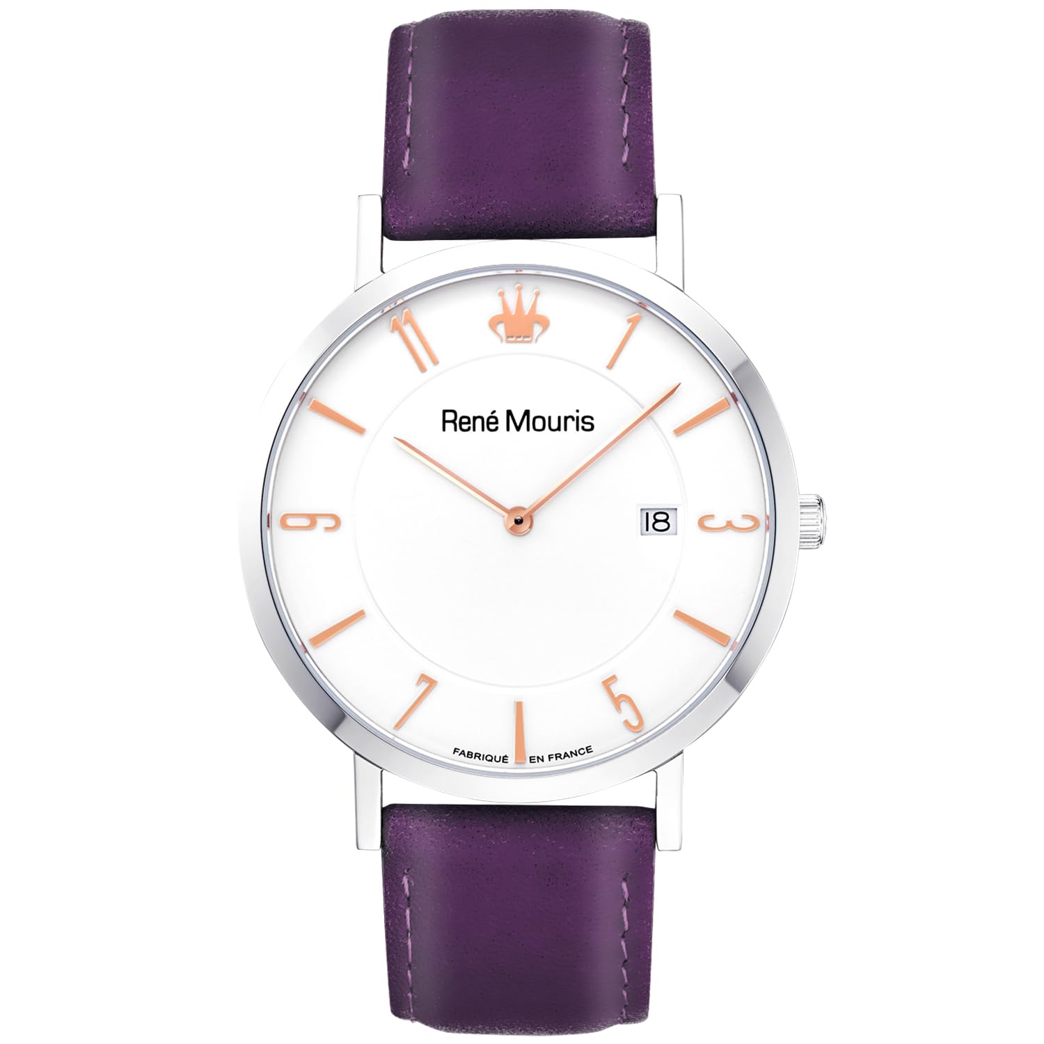 René Mouris Men's Classic Quartz Watch - 41MM 316L Stainless Steel Case, Sapphire Coated Mineral Crystal, 50M Waterproof, Italian Leather Strap - Elegant Dress Watch for Business, Office & Formal Occasions