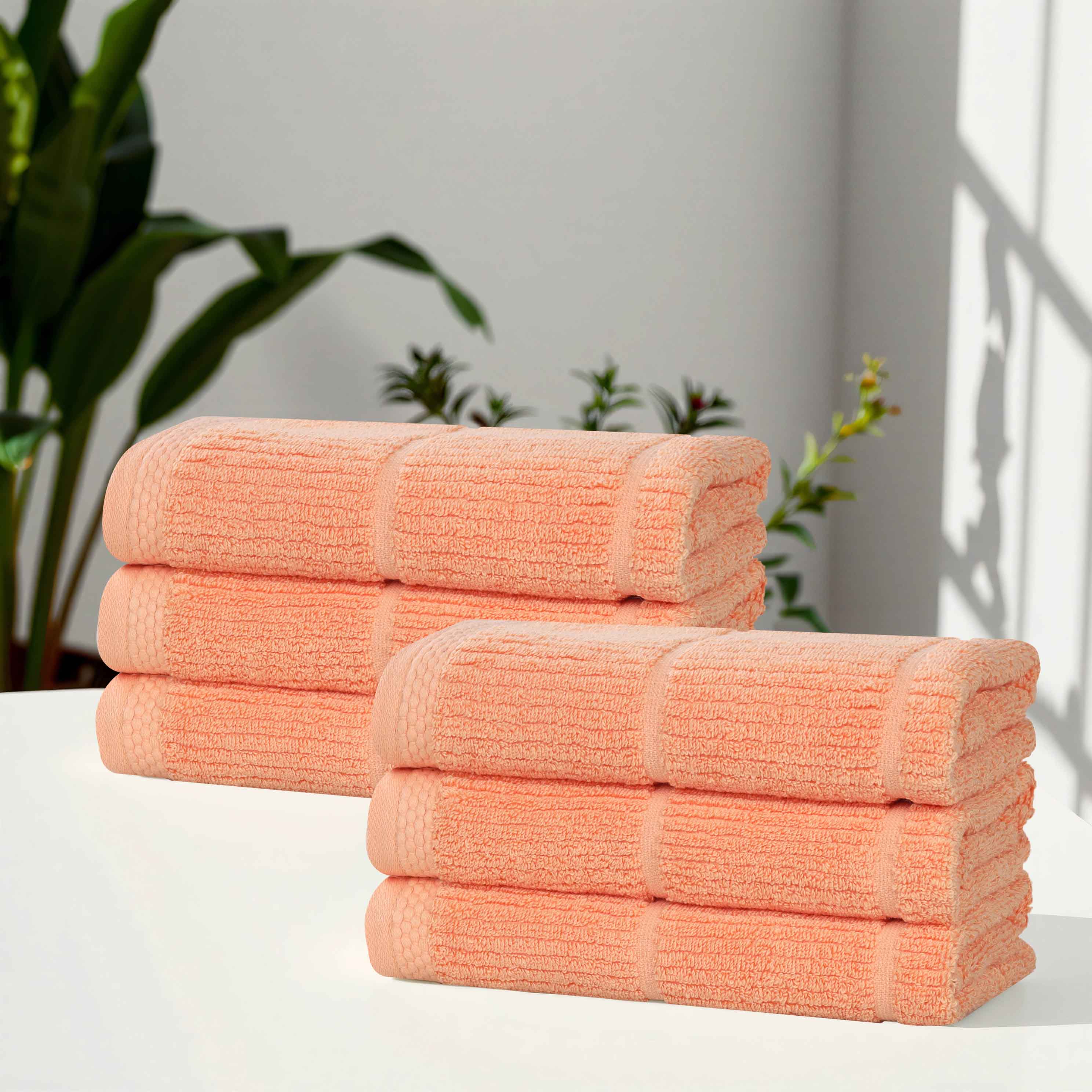 Milo Smart Twist Cotton Solid Hand Towels - Soft & Absorbent Bath & Kitchen Towels, Set of 6 - Perfect for Bathroom, Kitchen & Guest Use