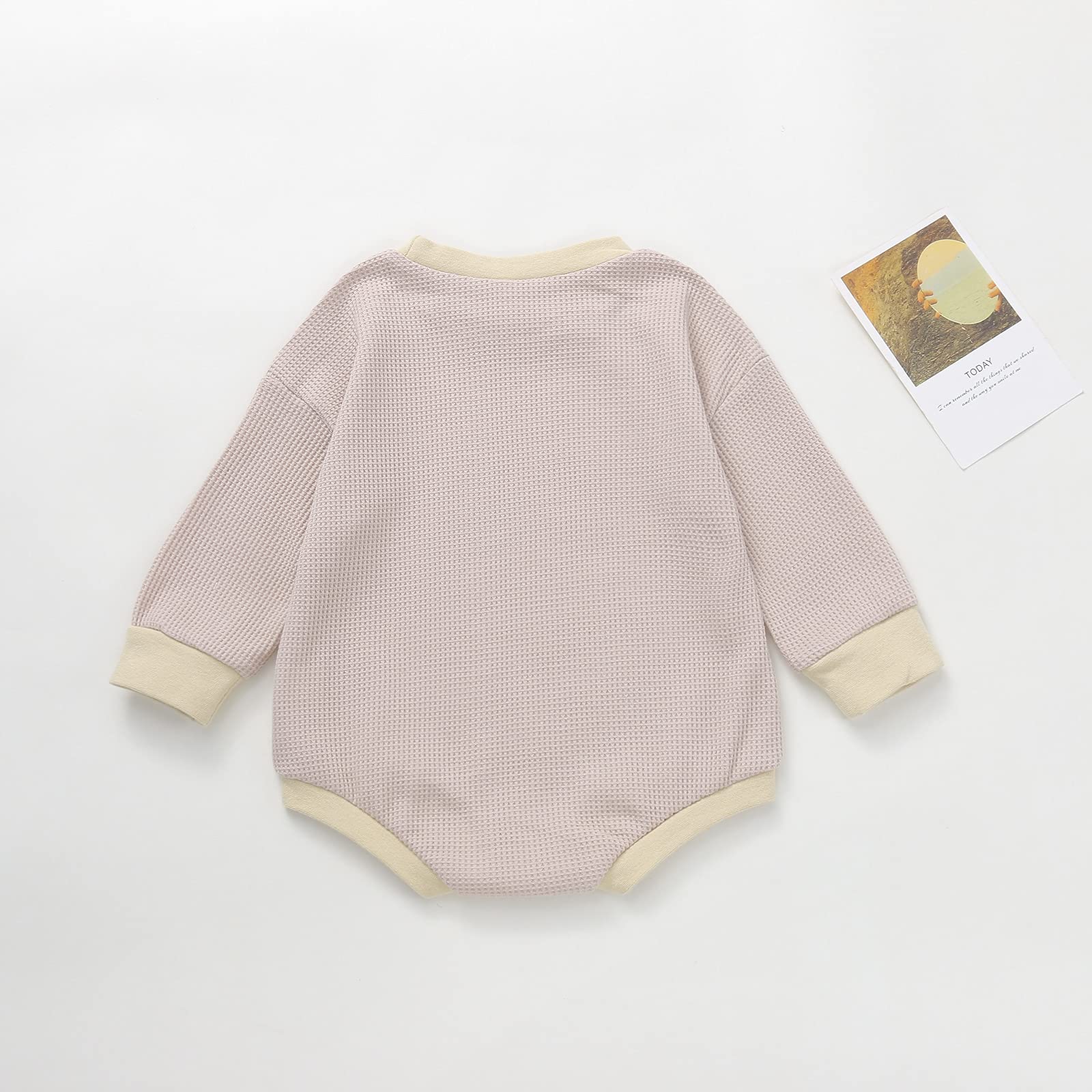 Douhoow Autumn Baby Romper - Soft Knit Waffle Bodysuit with Long Sleeves for Newborn Boys & Girls | Cozy Fall Outfit for Playdates, Family Photos & Seasonal Comfort