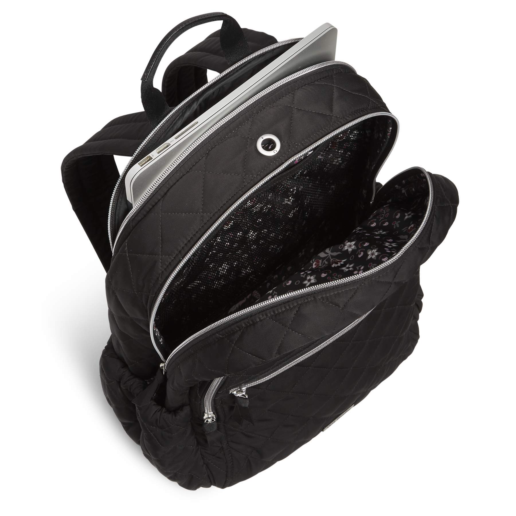 Vera Bradley Women's Performance Twill Campus Backpack - Lightweight Laptop Backpack for College, Work & Travel - Black One Size Backpack with USB Charging Port & Water-Resistant Design