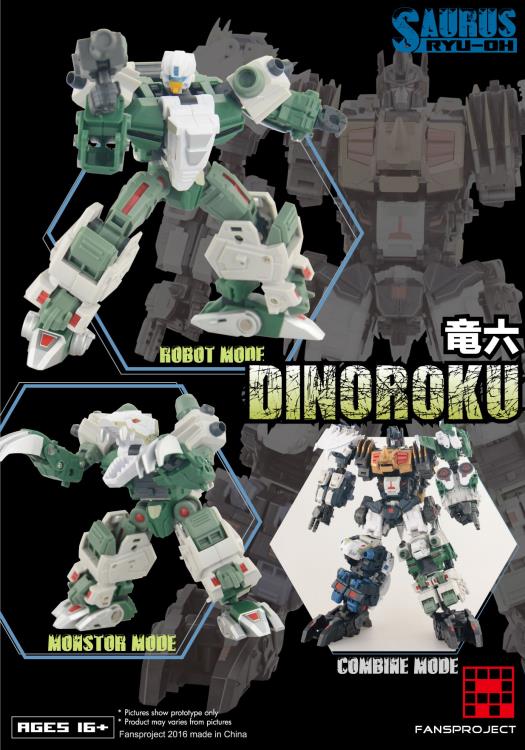 Fansproject Combiner Ryu Oh Dinoroku - Transformable Dinosaur Robot Toy for Collectors | Perfect for Display, Play & Anime Enthusiasts
