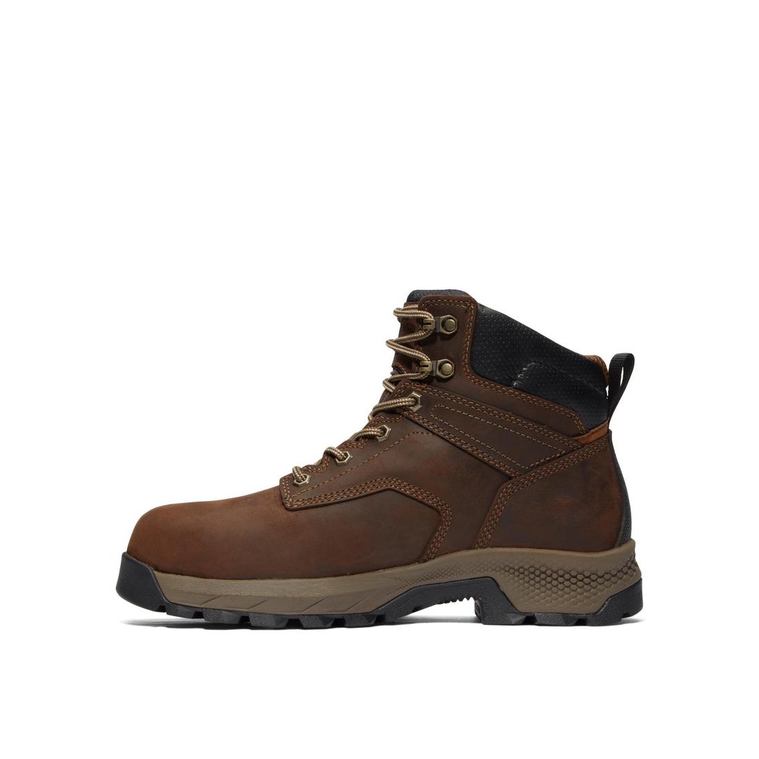 Titan EV 6 Inch Composite Toe Work Boots for Men - Brown Safety Shoes for Construction, Warehouse & Outdoor Work - ASTM F2413-18 Certified