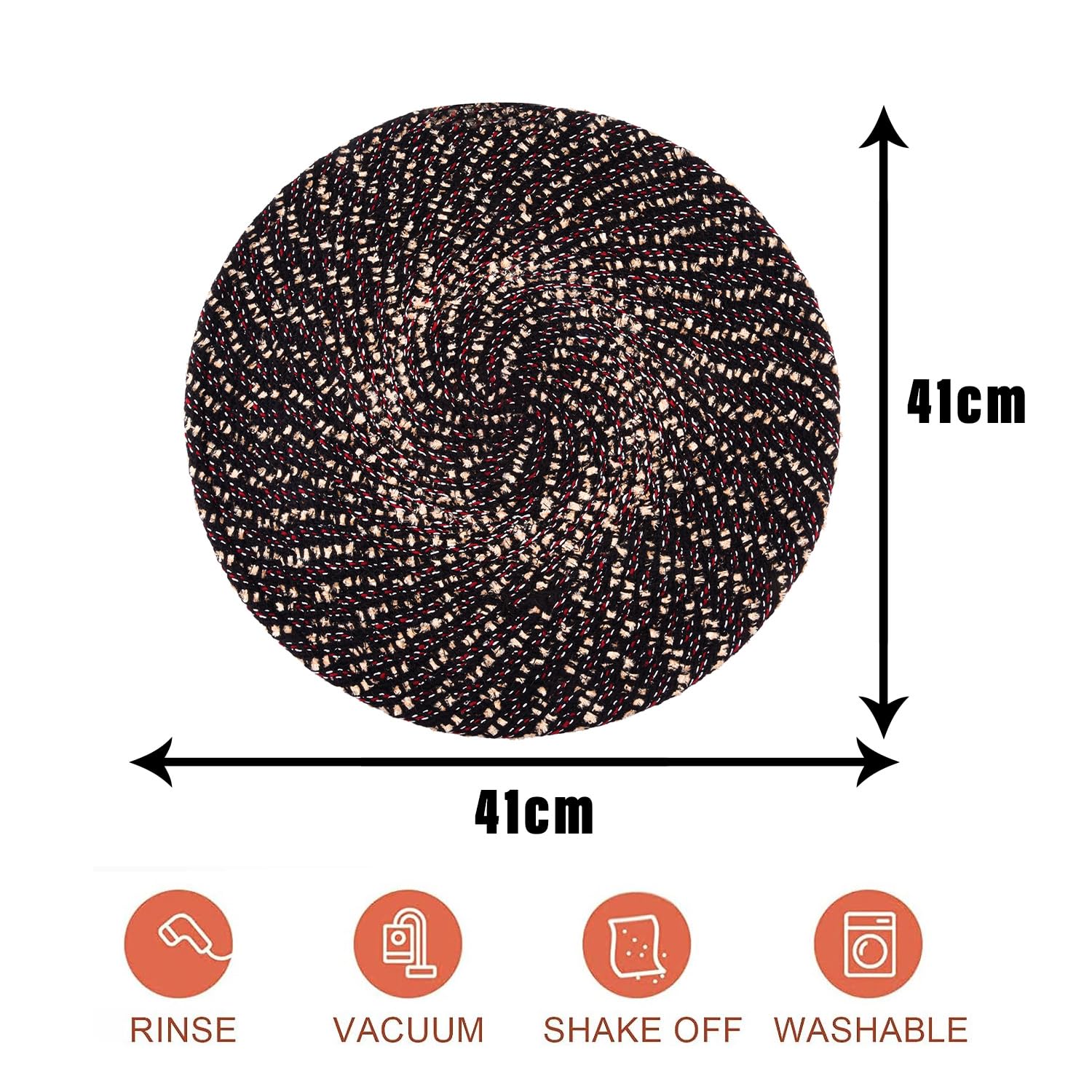Kuber Industries 16 Inch Round Cotton Feather Table Mat - Reversible Dining & Bedside Center Mat - Pack of 2 in Brown - Perfect for Coffee Tables, Nightstands & Dining Decor