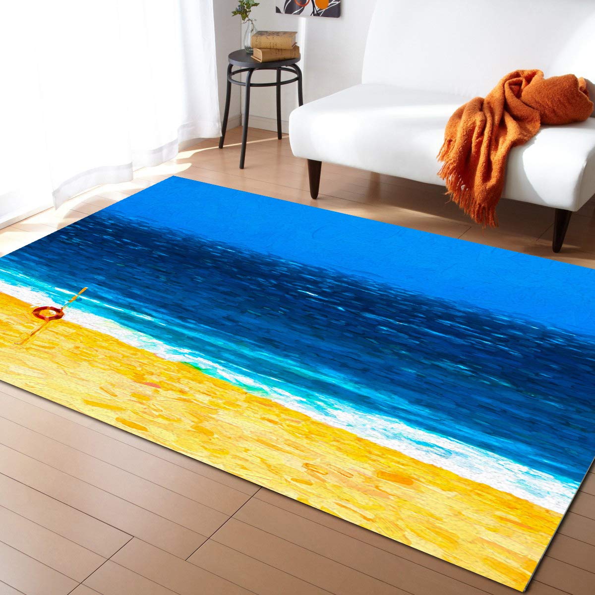 4x6ft Washable Non-Slip Indoor/Outdoor Accent Rug - Bathroom, Bedroom, Kitchen, Front Door & Beach Floor Mat | Perfect for Home Decor, Seaside Houses & High-Traffic Areas