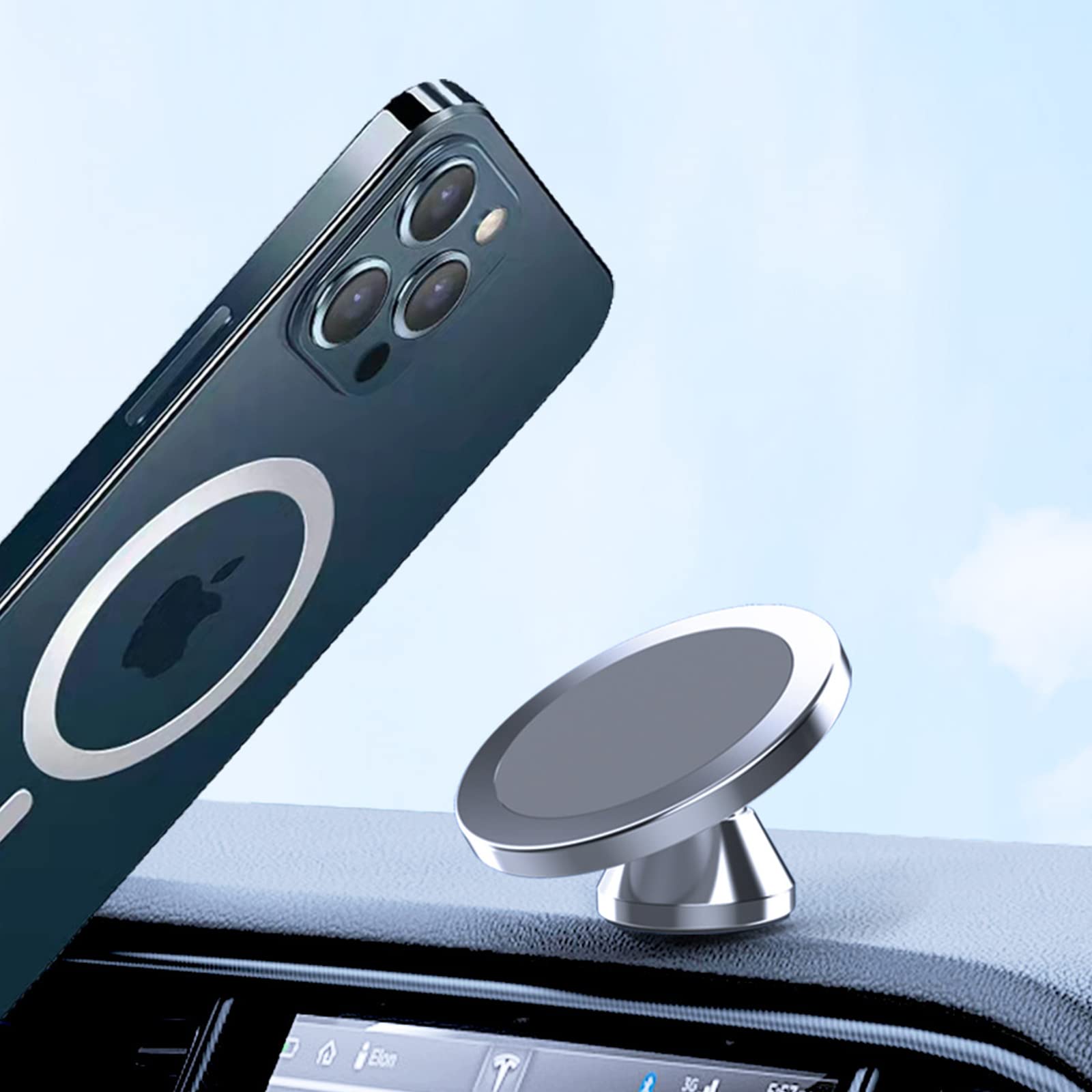 Super Strong Magnetic Phone Holder for Car - 360° Rotatable Universal Dashboard Mount Compatible with All Smartphones (Black) | Perfect for Hands-Free Navigation, Safe Driving & Road Trips