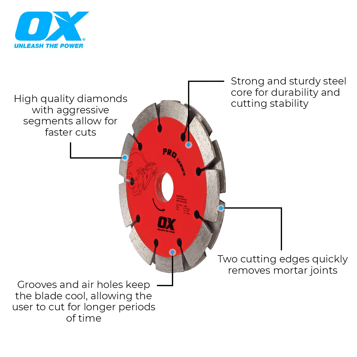 OX Tools OX-PDTP-5 Pro 5-Inch Diamond Blade for Sandwich Double Tuck Pointing - Perfect for Masonry, Concrete Cutting & Professional Construction Work