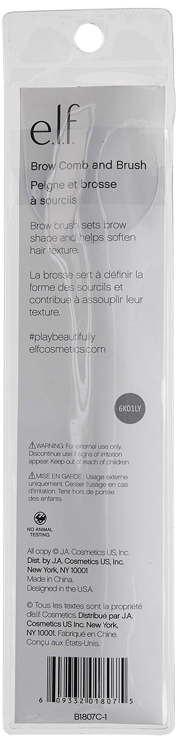e.l.f. Cosmetics Dual-Ended Eyebrow Comb & Brush - Perfect for Grooming, Shaping & Styling Brows at Home or On-The-Go
