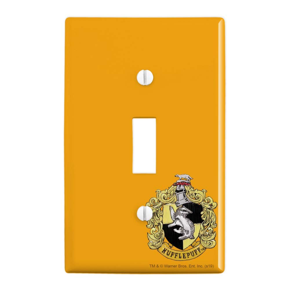 Harry Potter Hufflepuff Crest Wall Decor - Plastic Light Switch Cover with Painted Design | Perfect for Bedroom, Dorm & Harry Potter Fan Gift