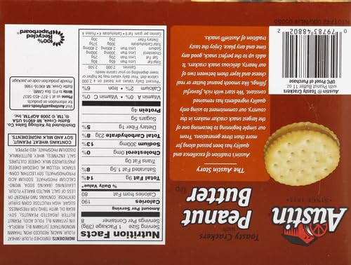 Austin Sandwich Crackers - Peanut Butter Filled Snack Crackers, 11oz Tray (8 Packs) | Single Serve Office Snacks & Kids Lunch Box Treats | Perfect for School, Work & On-the-Go Snacking