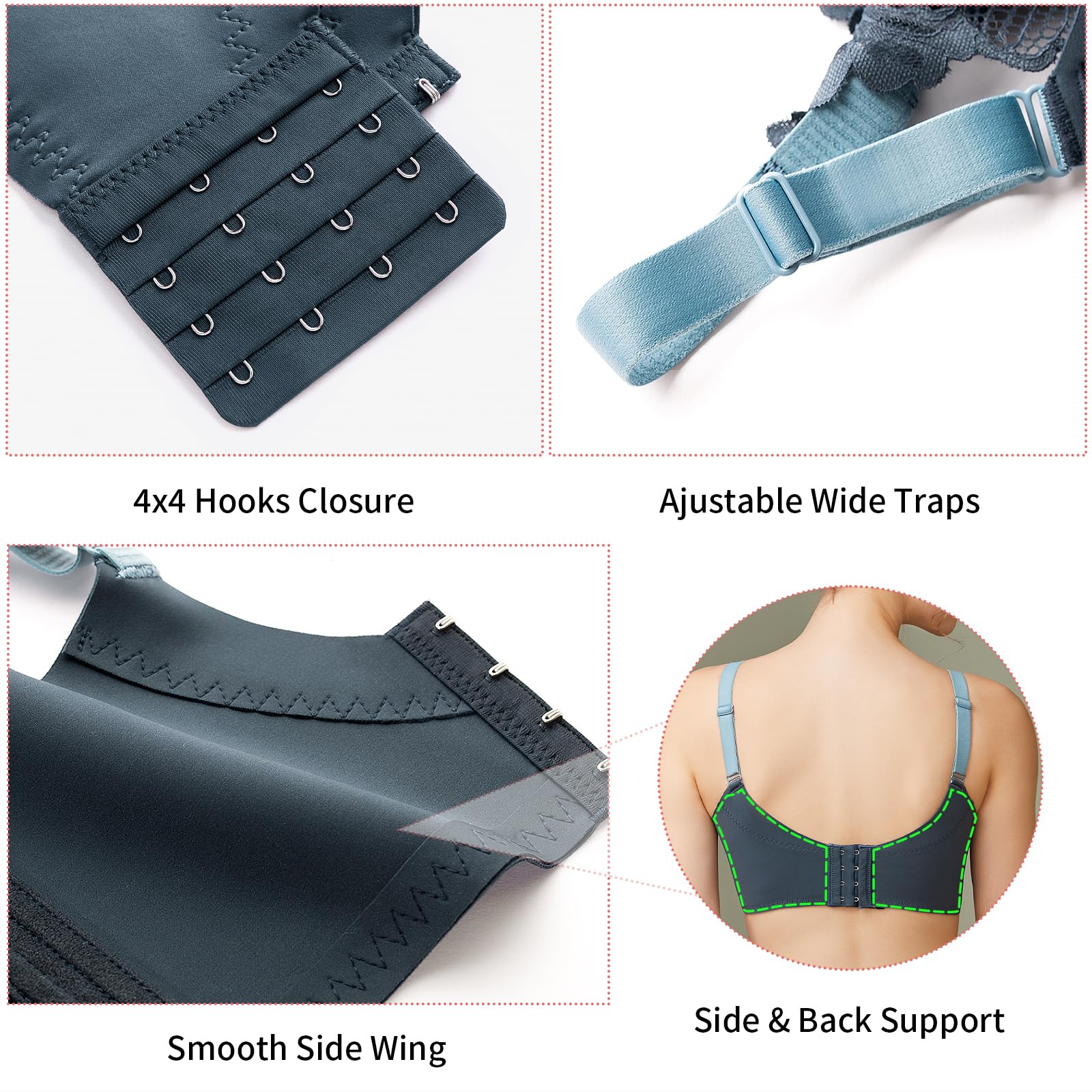 Baetty Wireless Bras for Women - No Underwire, Unpadded Full Coverage Comfort Bra 4548 | Perfect for Everyday Wear, Yoga & Lounge