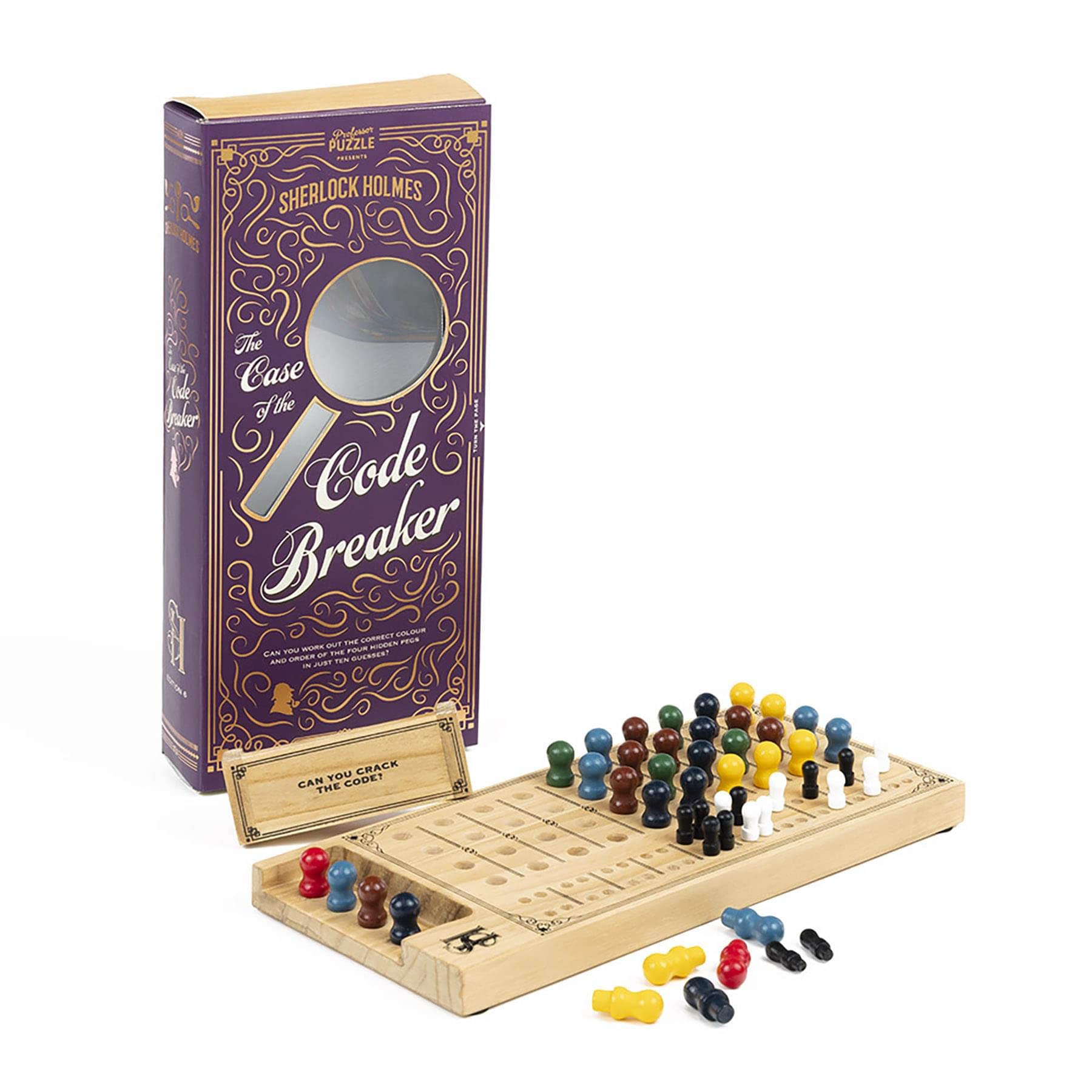 Professor PUZZLE - The Case of the Code Breaker - Wooden Brain Teaser Puzzle Set for Adults - 2 Player Strategy Game for Family Game Night & Party Entertainment