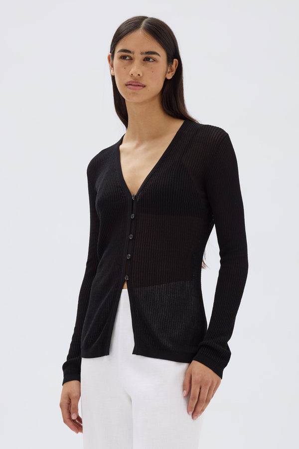 Belle Black Long Sleeve Knit Cardigan for Women - Cozy & Stylish Fall Winter Layering Piece