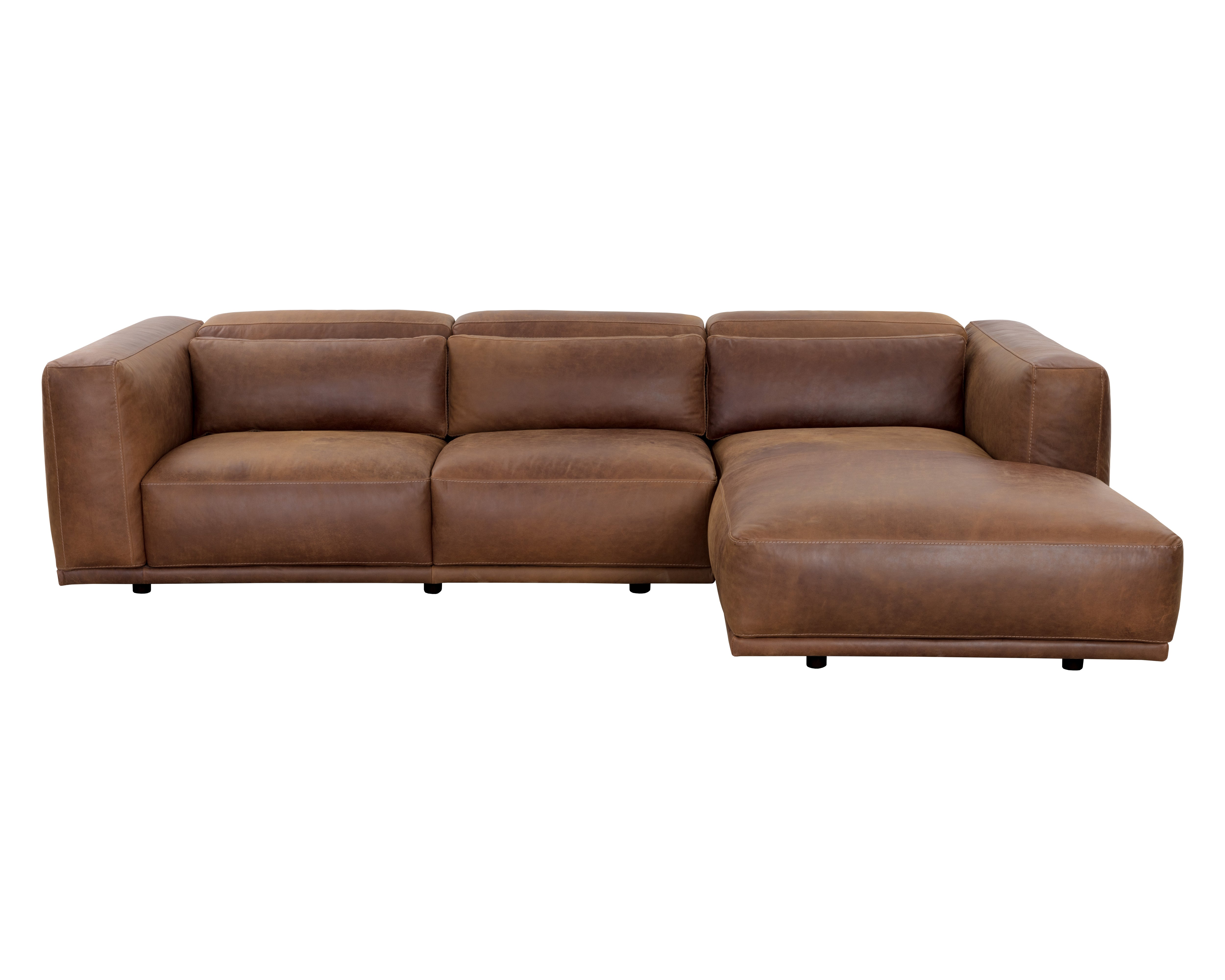 Beau Sofa Chaise Raf Lucia in Premium Tobacco Leather - Modern Sectional Sofa for Living Room, Lounge & Home Theater