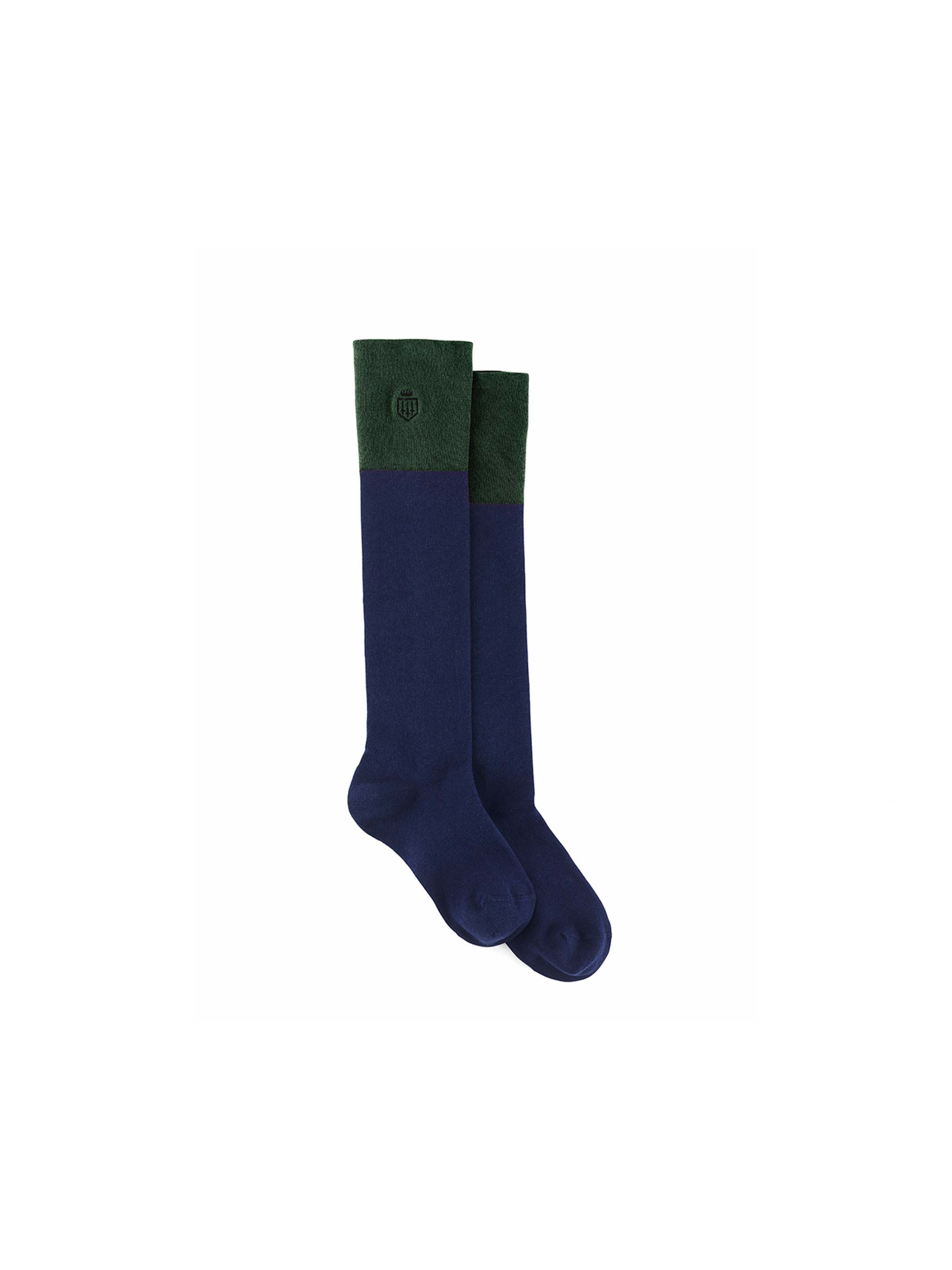 Signature Women's Knee High Socks - Navy & Forest Green Striped Cotton Blend - Perfect for Boots, Fall Fashion & Workout Comfort