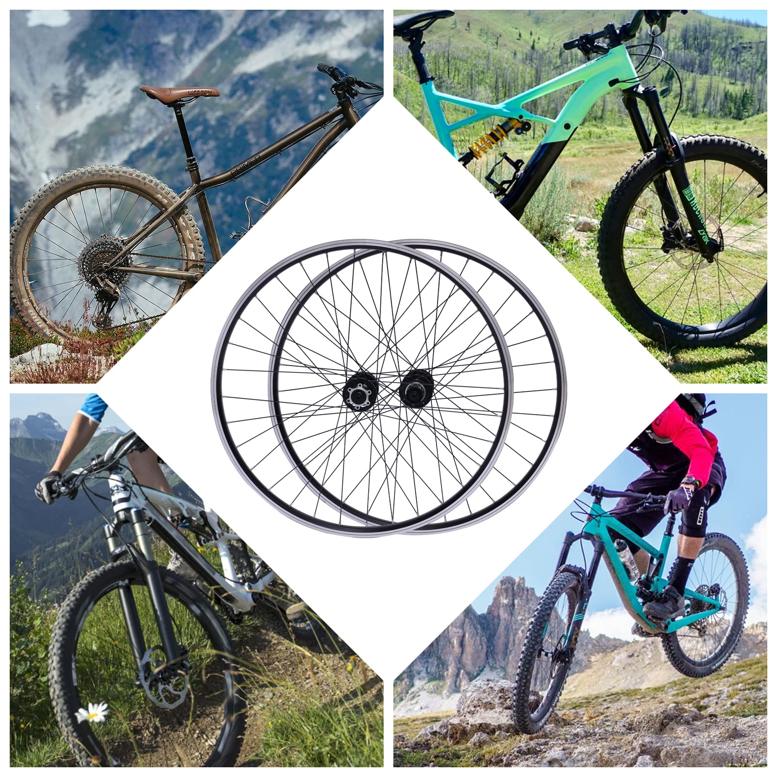 29 Inch Mountain Bike Wheelset - Disc Brake Ready, Aluminum Alloy Rims, Quick Release for Cassette - Perfect for Trail Riding & Off-Road Cycling