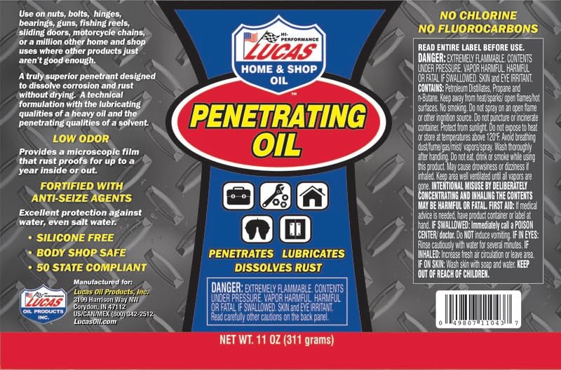 Lucas Oil 11043 Penetrating Oil - 11 Ounce (Pack of 12) | High Performance Lubricant for Rusted Bolts, Stuck Parts & Heavy Machinery Maintenance | Automotive, Industrial & DIY Use