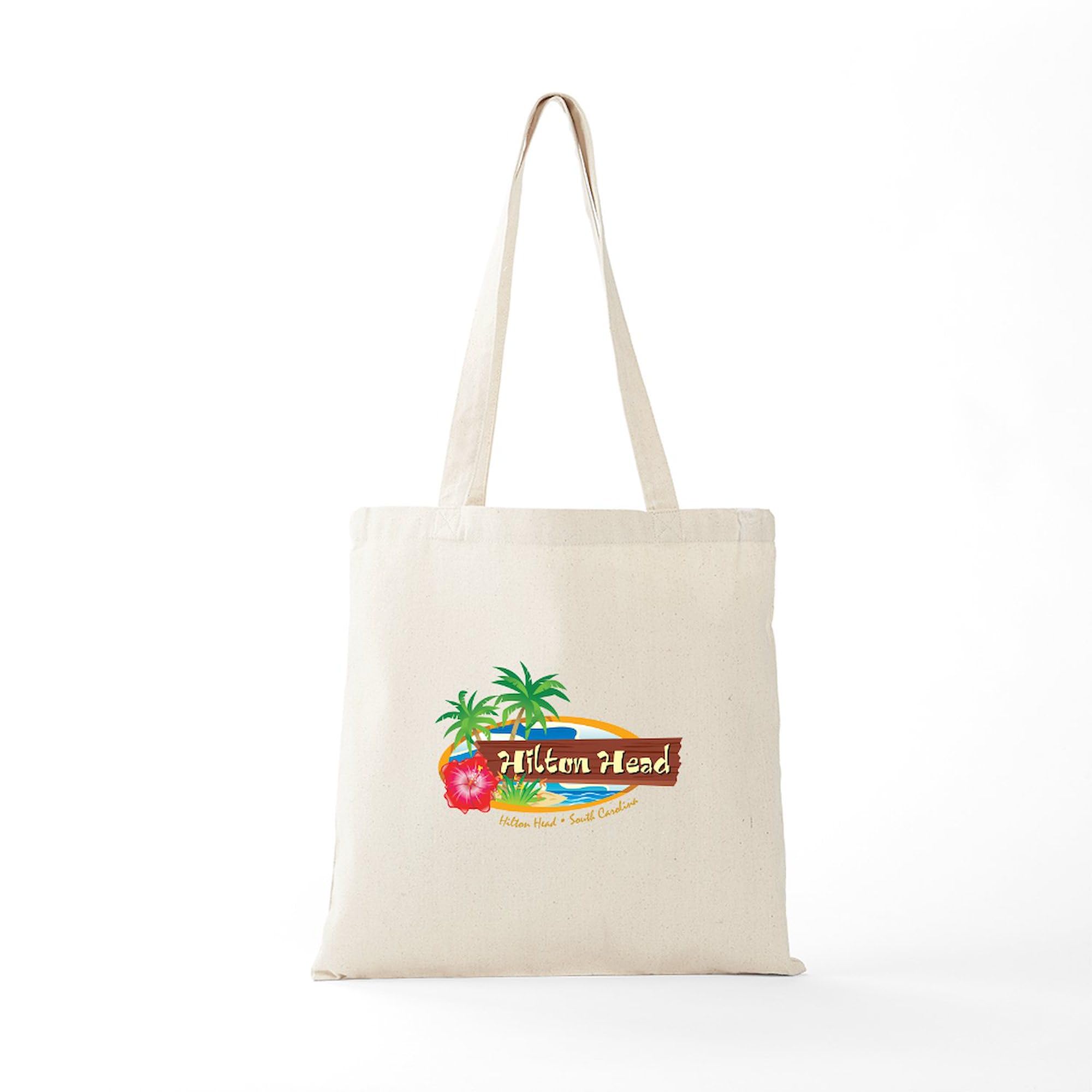 Hilton Head Classic Natural Canvas Tote Bag - Reusable Beach & Shopping Bag for Women, Eco-Friendly Grocery Tote - Perfect for Beach Trips, Grocery Shopping & Daily Errands