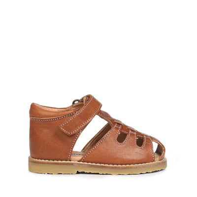 Petit Nord Cognac Closed Toe Baby Sandals for Boys & Girls | Soft Leather First Walkers | Perfect for Summer Outings & Special Occasions