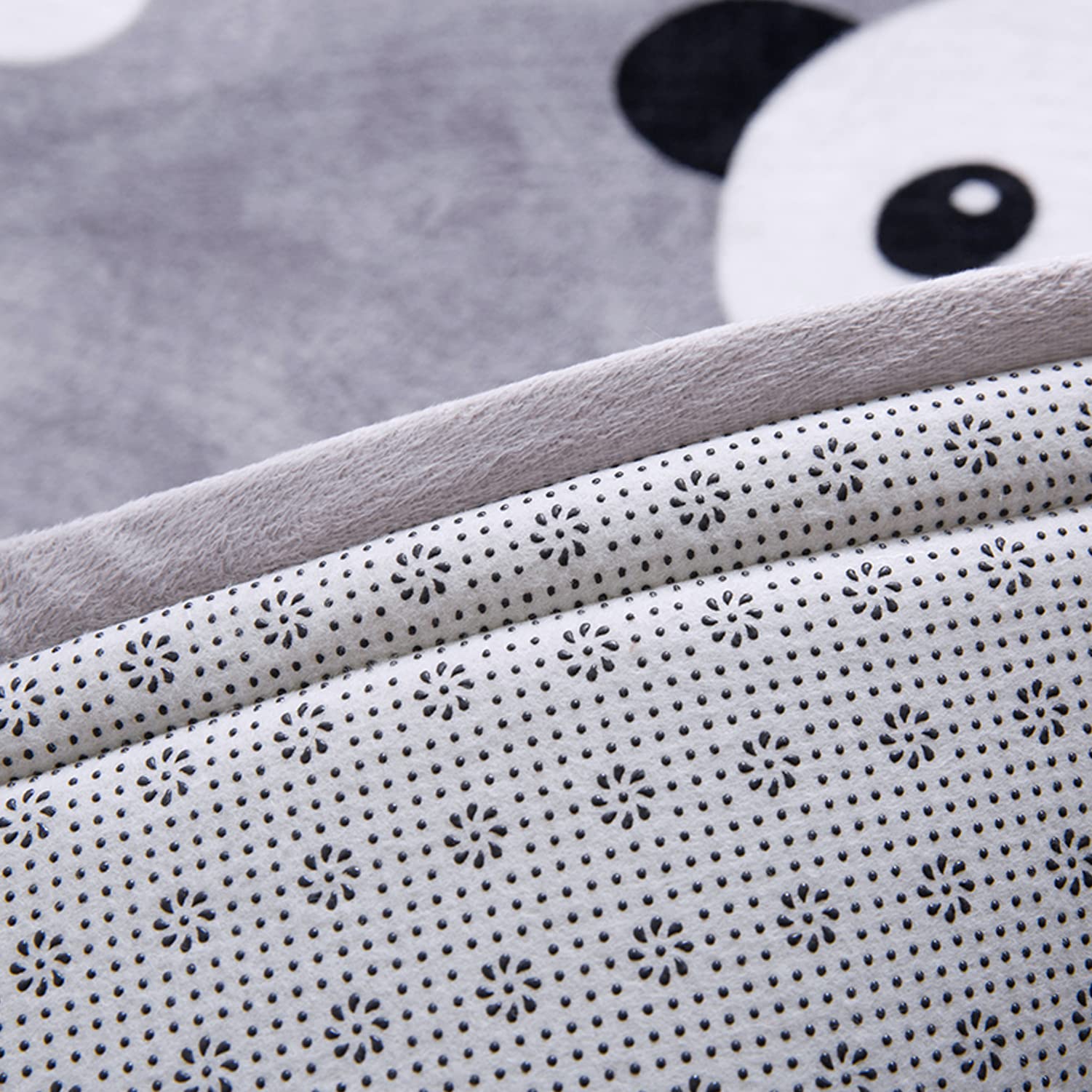 Loartee Soft Thick Coral Velvet Kids Play Mat - 5x5 Feet Non-Slip Nursery Rug for Babies & Toddlers, Cute Panda Design Play Area Carpet, Safe Non-Toxic Crawling Mat for Daycare & Playroom (150x150cm) - Perfect for Playtime, Learning & Nursery Decor