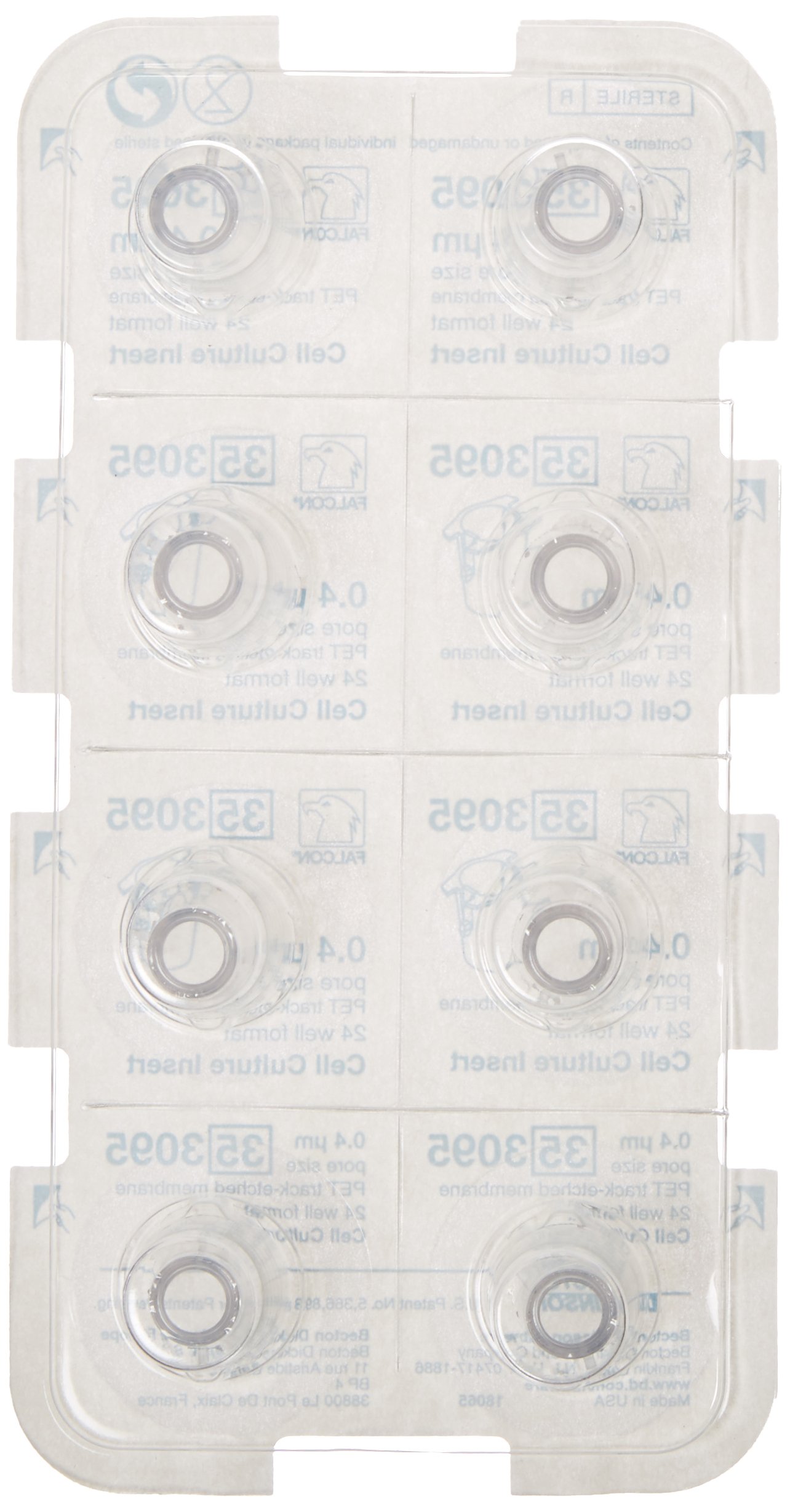BD Falcon 353090 PET Cell Culture Insert, 0.4 Micron Pore, 1.5-2.5mL Volume - 48-Pack for 6-Well Plates | Ideal for Cell Migration, Co-Culture & Drug Permeability Studies