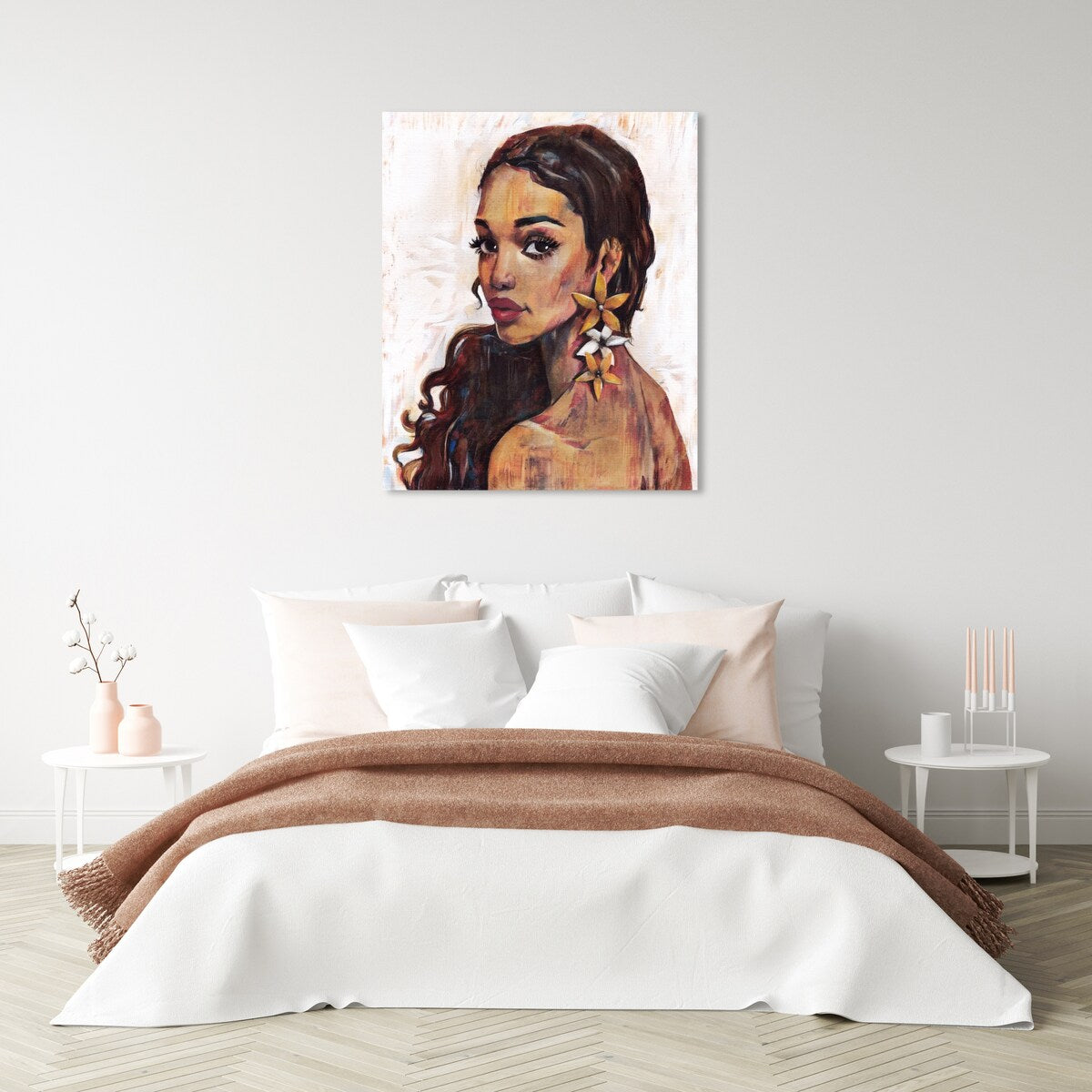 Flower Earrings Beauty Traditional White Canvas Wall Art Print - Elegant Home Decor for Bedroom, Living Room & Office | Perfect Gift for Housewarming, Wedding & Birthday