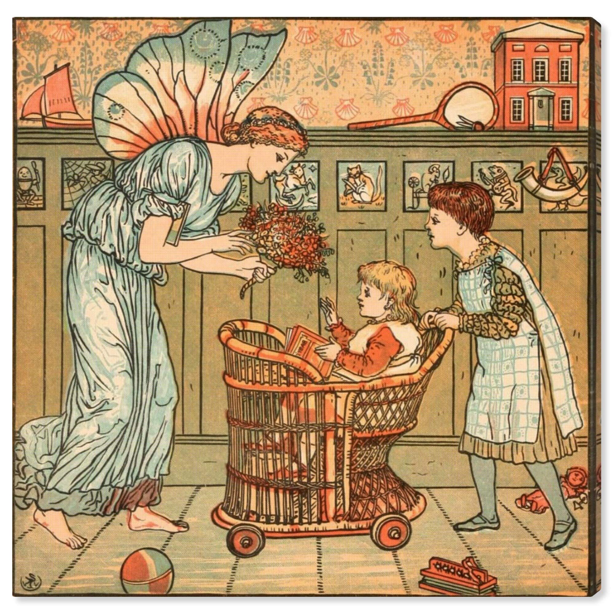 Oliver Gal Artist Co. Fantasy Wall Art Canvas Print - 'Baby's Bouquet' Nursery Decor for Kids Room, 30x30 Inches, Brown & Green Floral Painting, Perfect for Baby Shower Gifts & Children's Bedroom Decoration