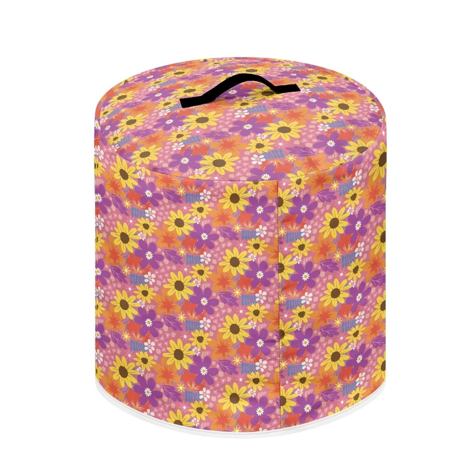 Rainbow Sunflower Print Round Pressure Cooker Cover 6 qt - Washable Dust Cover for Air Fryer, Microwave & Kitchen Appliances with Convenient Pocket - Perfect for Home, Kitchen & Dining Room Use