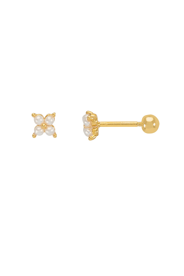 Mini Pearl Flower Stud Earrings for Women - Dainty Floral Pearl Studs for Daily Wear & Special Occasions