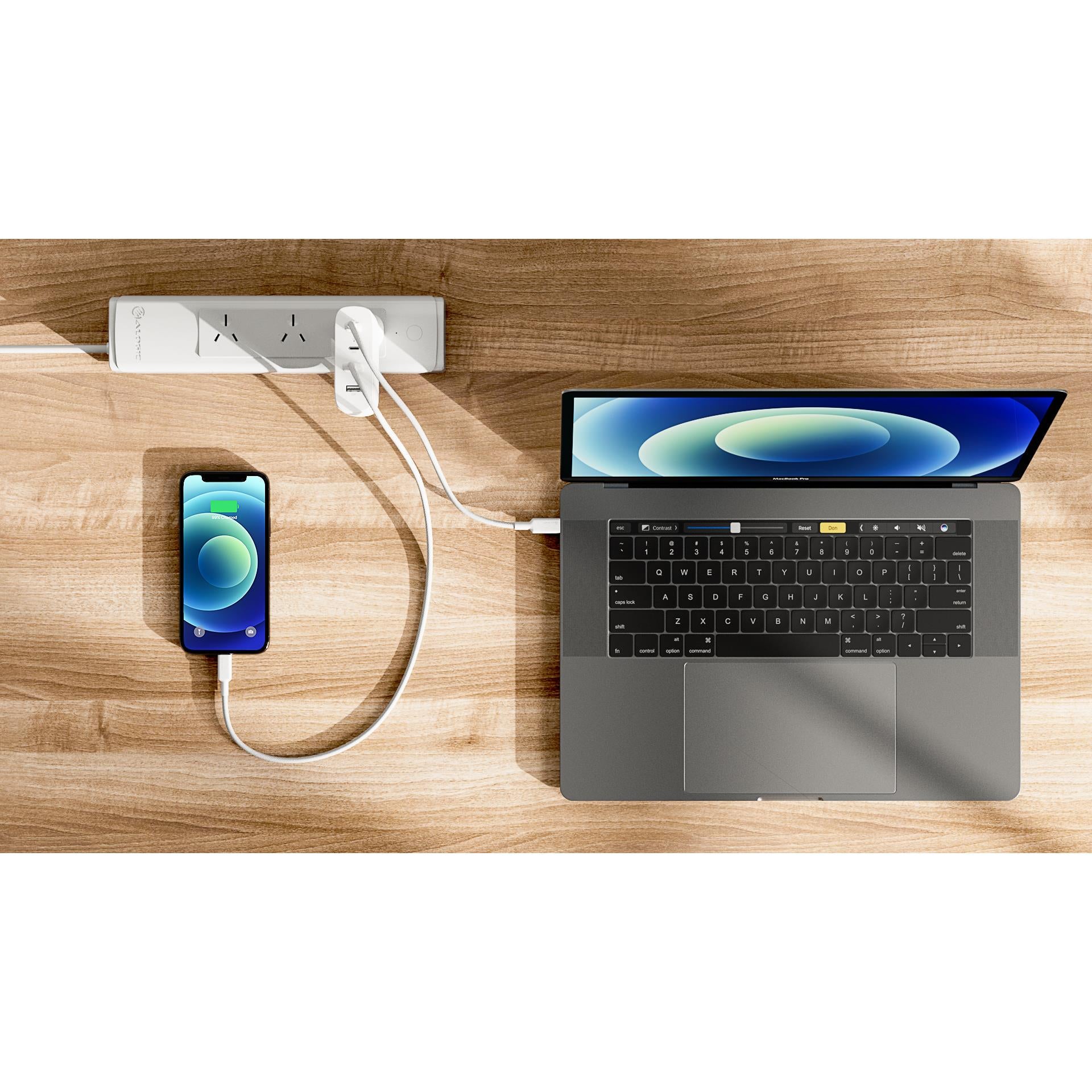 ALOGIC 100W GaN Fast Charger - 4 Port USB C Wall Charger with 100W Cable for MacBook Pro, iPhone 15, iPad, Samsung Galaxy - Compact Travel Charger for Home, Office & Hotel Use