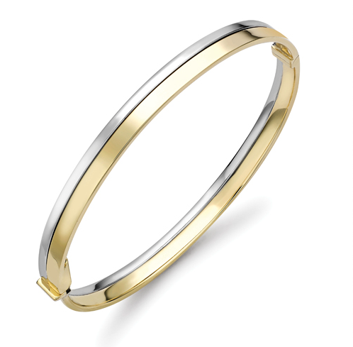 9ct Two Tone Gold Bangle Bracelet for Women - Elegant Stackable Jewelry for Everyday Wear & Special Occasions