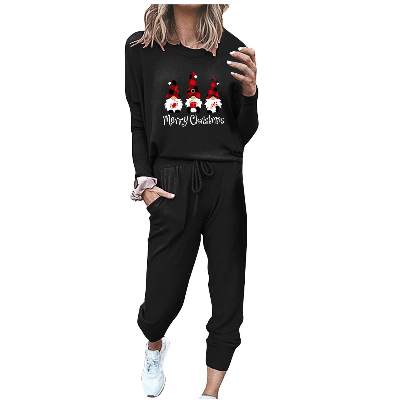 Xiloccer Women's 2-Piece Sweatsuit Set - Christmas Pajamas, Lounge Wear & Jogging Outfit - Cozy Fleece Tracksuit for Holiday, Home Relaxation & Casual Workouts